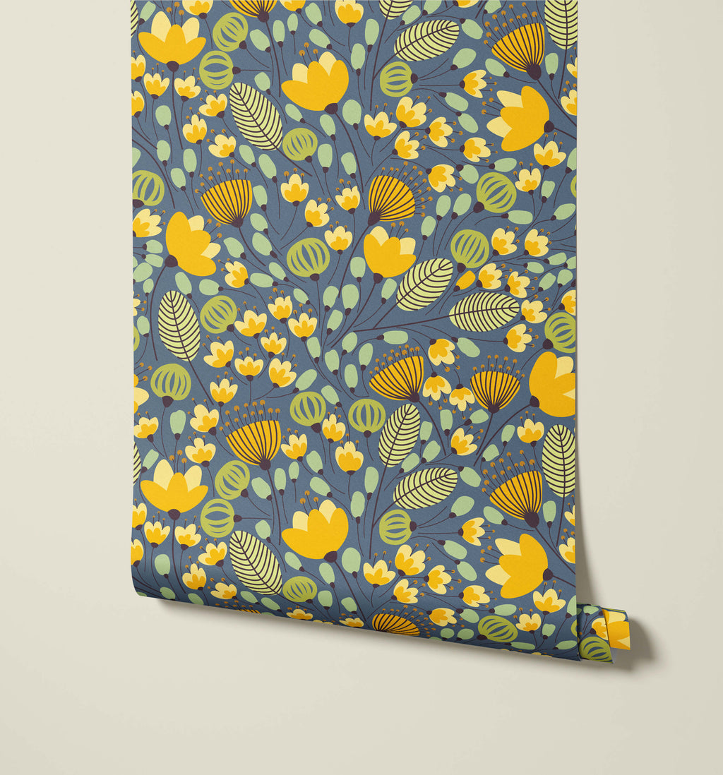 Spencer Retro Floral Wallpaper