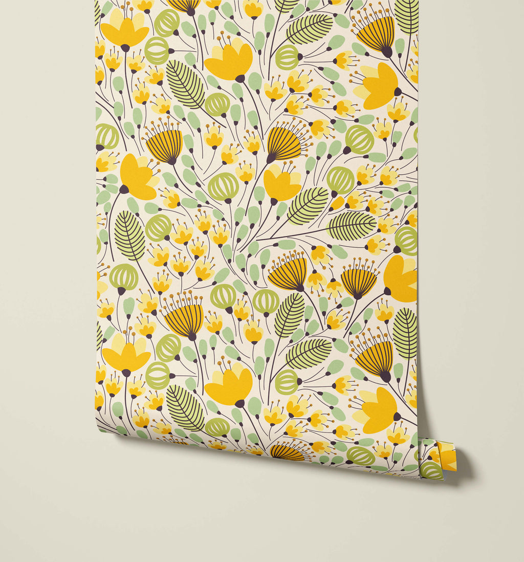 Spencer Retro Floral Wallpaper