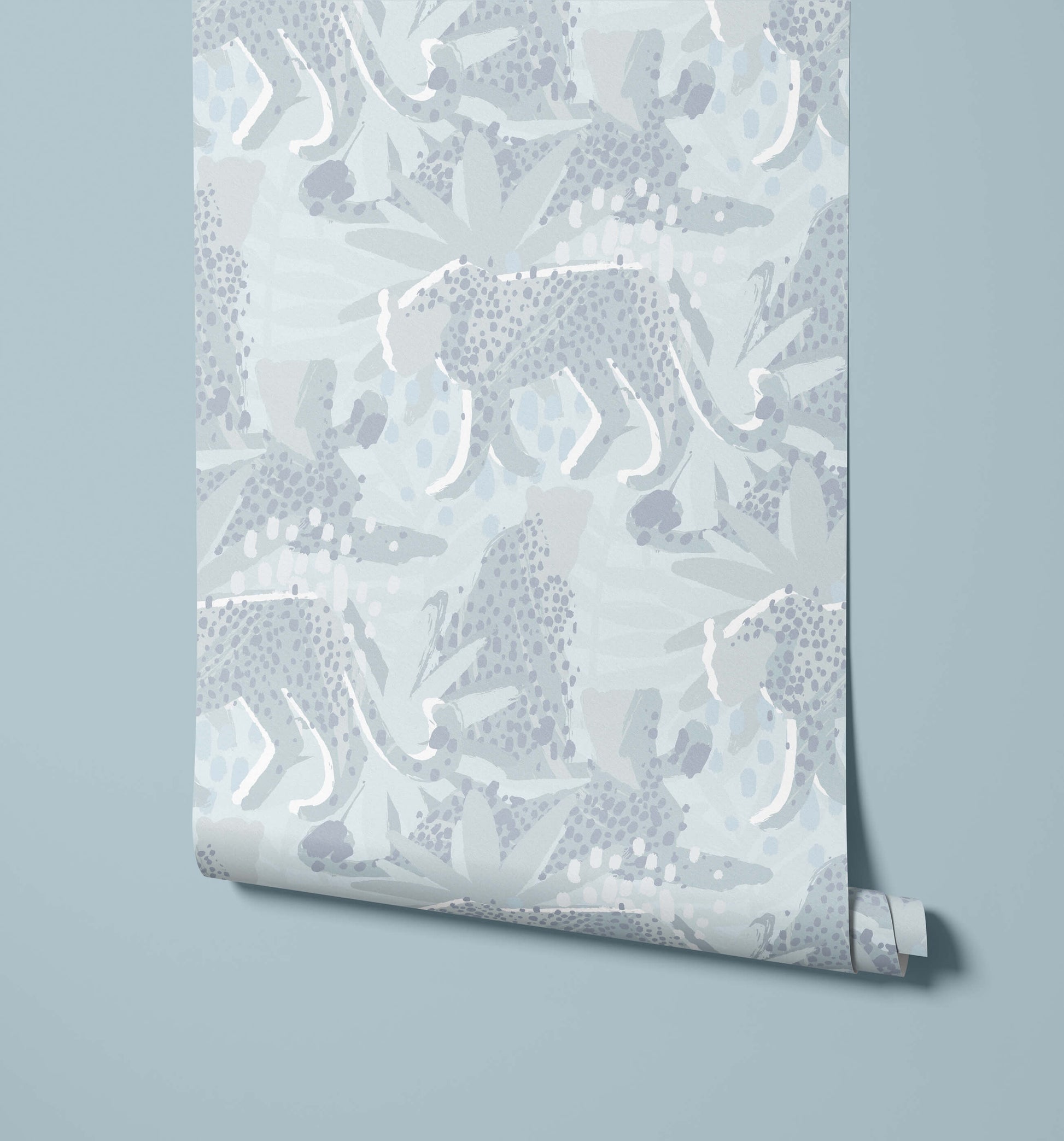 Spot Tropical Wallpaper with Leopards and Leaves