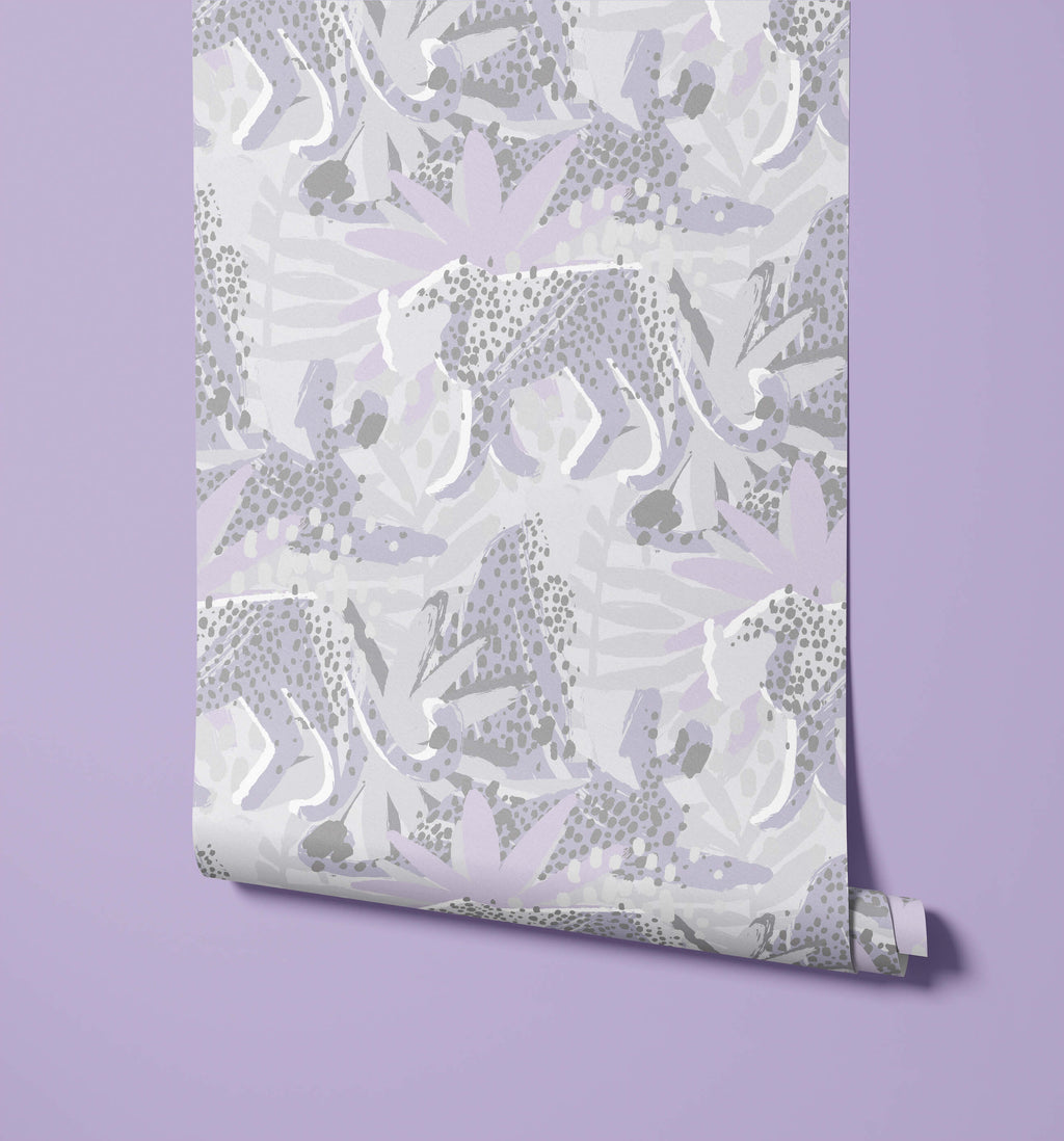 Spot Tropical Wallpaper with Leopards and Leaves