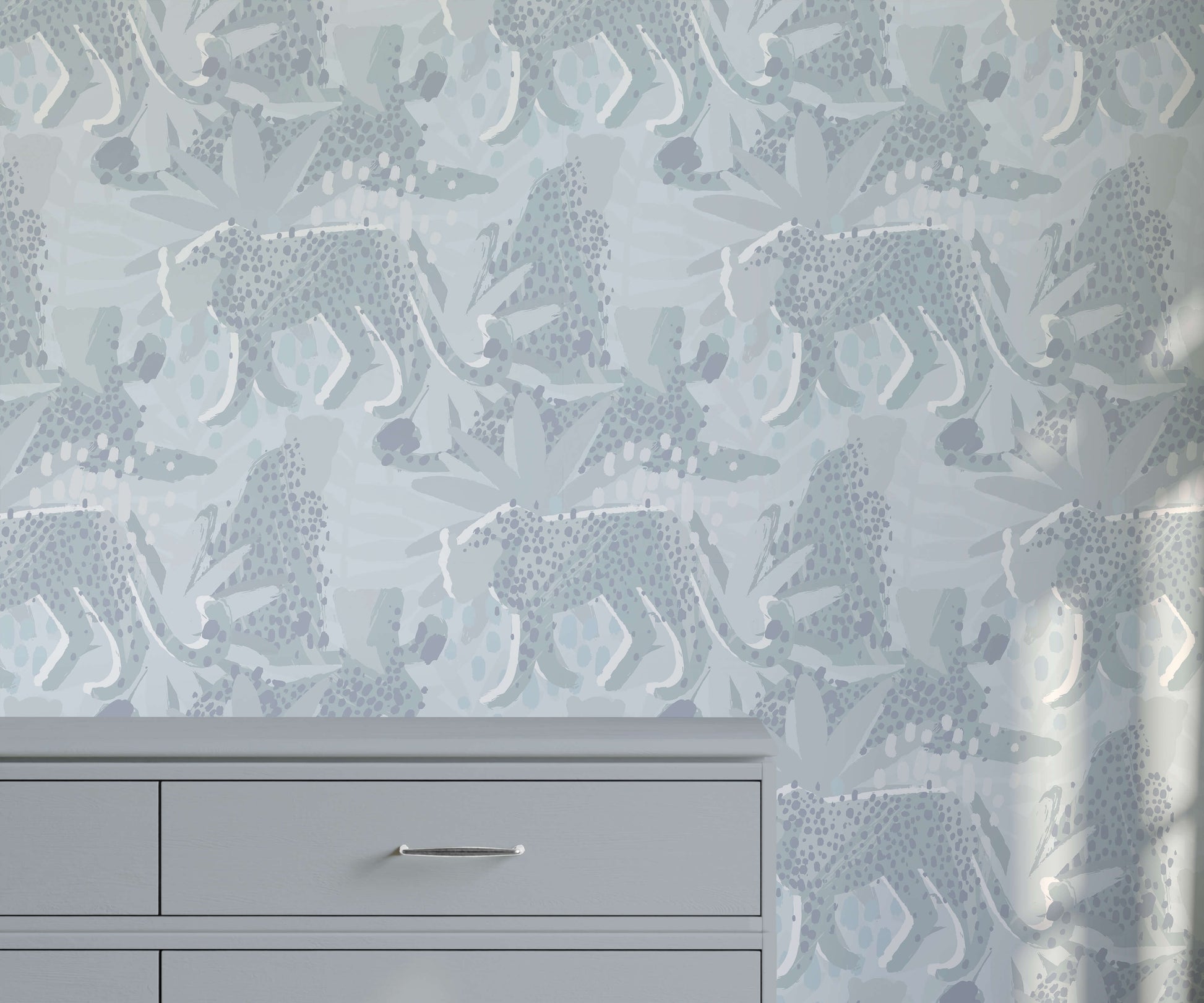 Spot Tropical Wallpaper with Leopards and Leaves