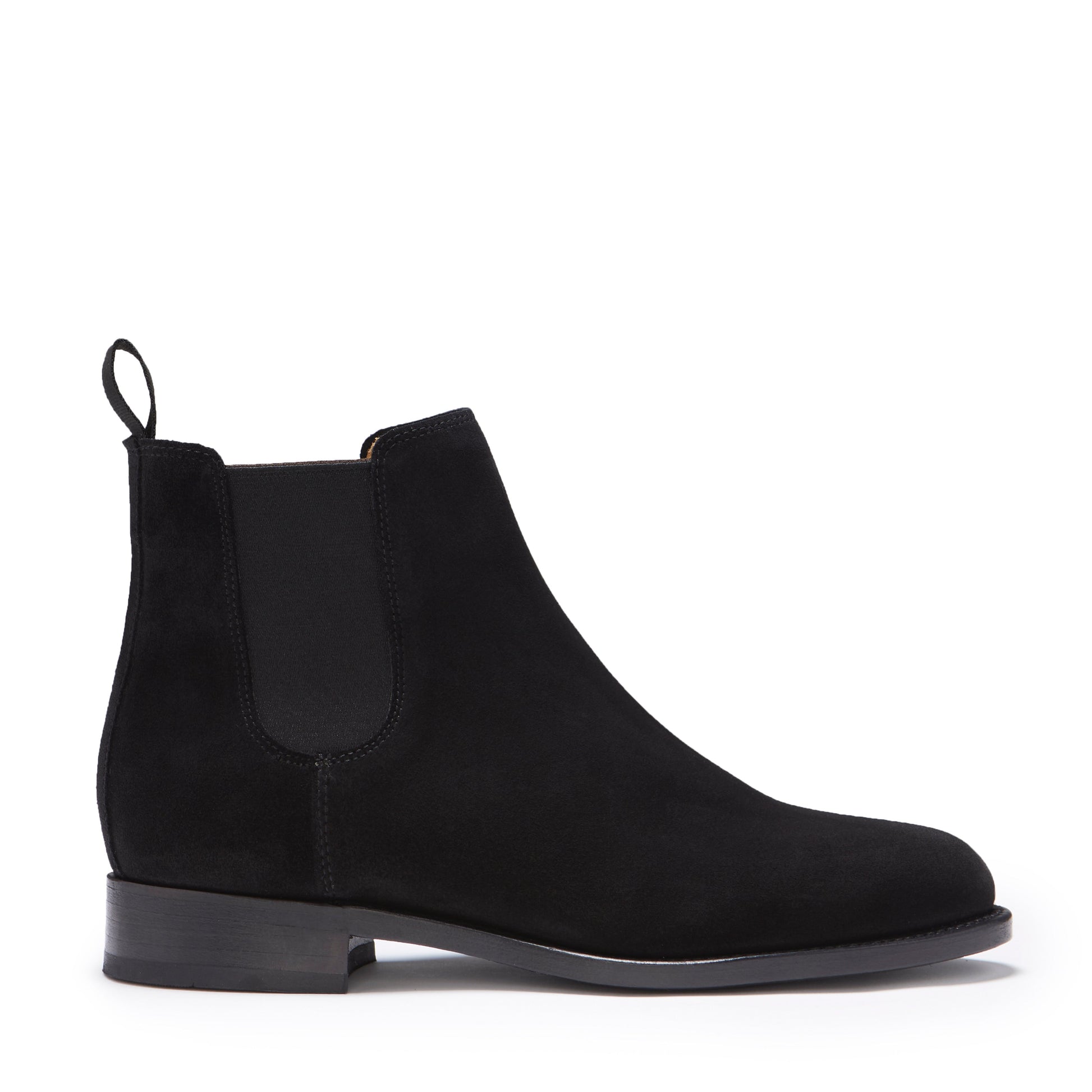 Women's Black Suede Chelsea Boots with Leather Sole