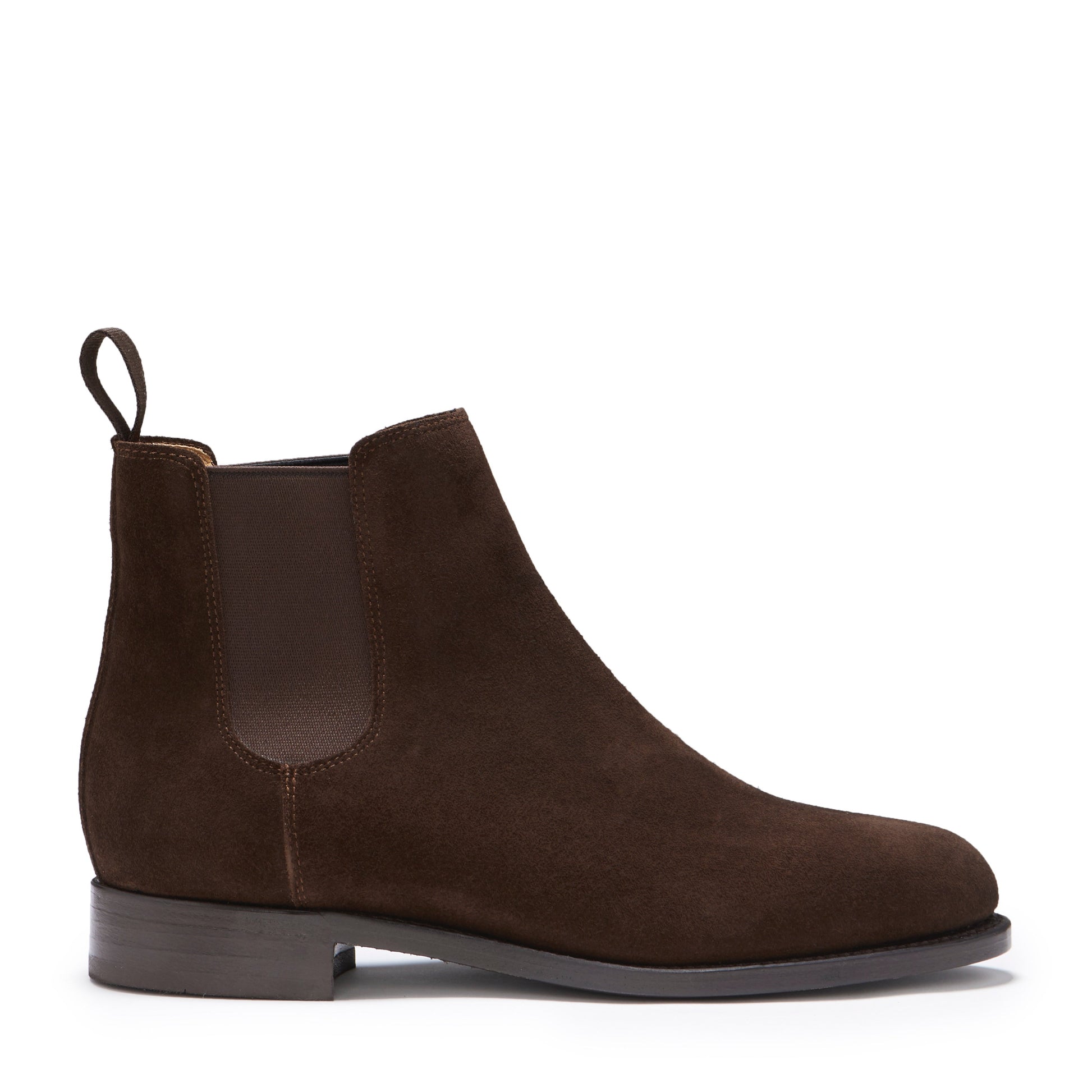 Women's Brown Suede Chelsea Boots with Welted Leather Sole