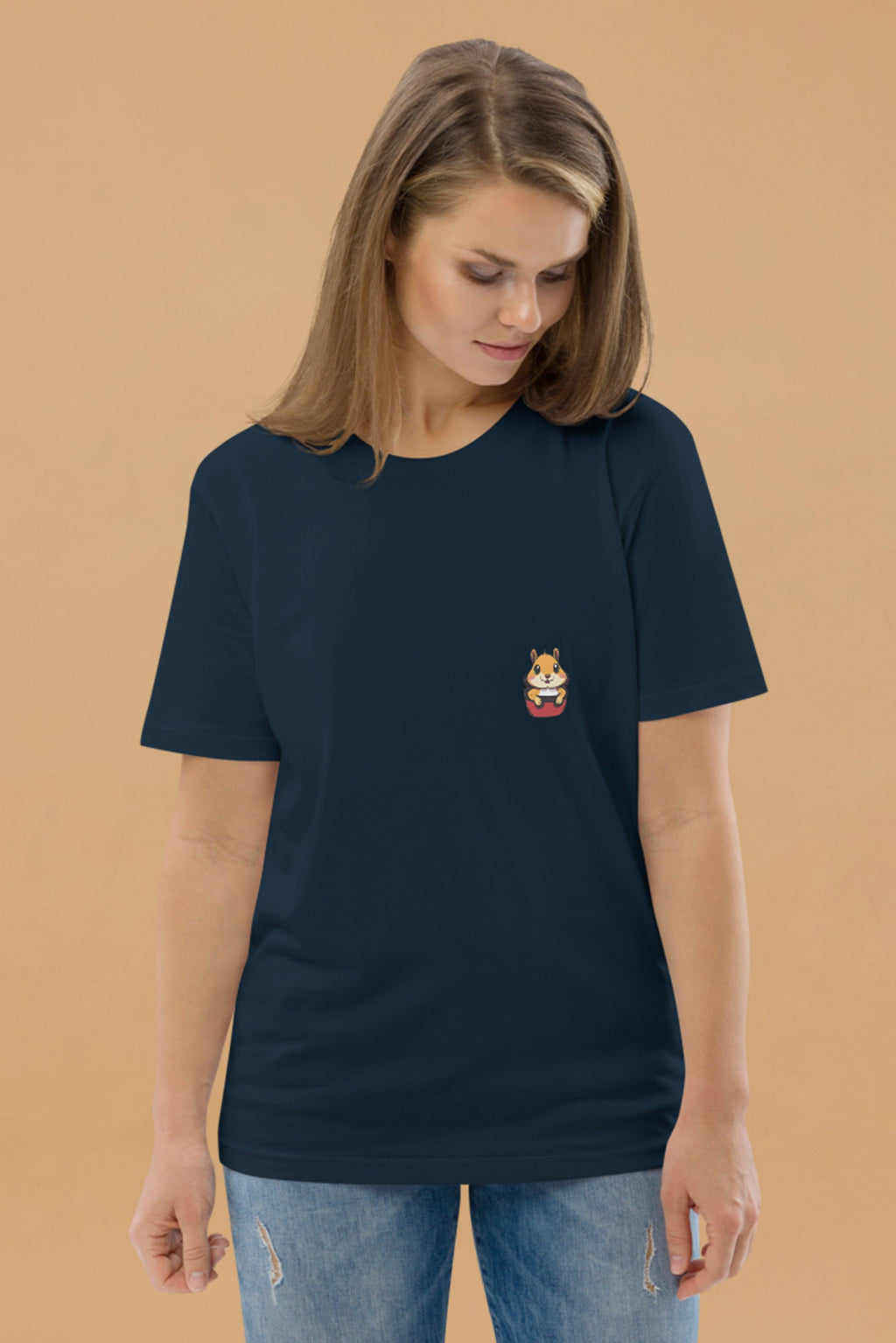 Squirrel Pocket T-Shirt in Navy
