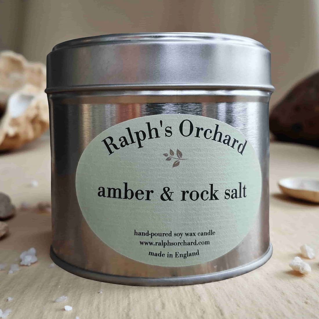 Amber and Rock Salt Hand Poured Candle