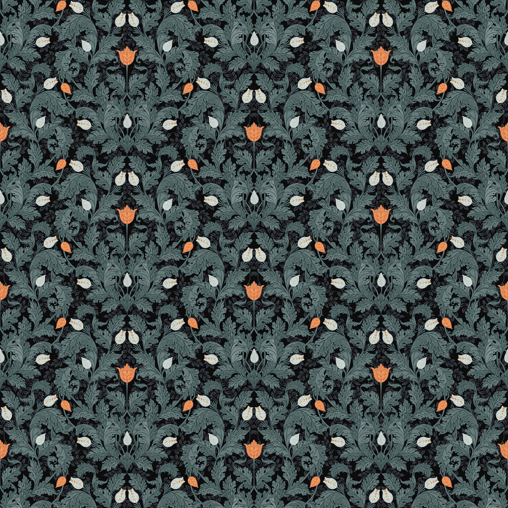 Dark Leaf Pattern Wallpaper