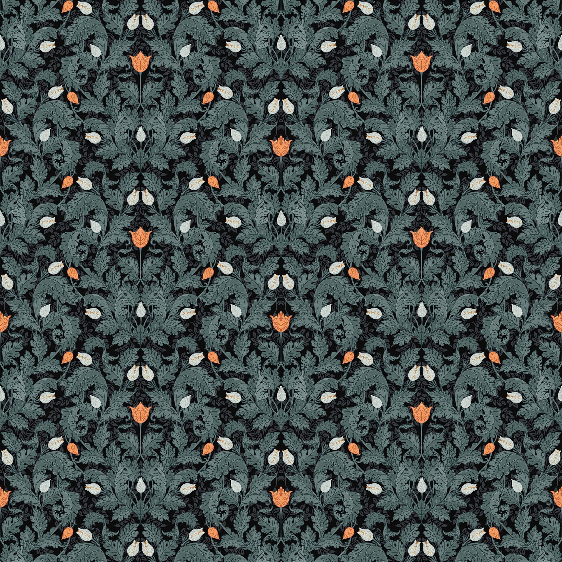 Dark Leaf Pattern Wallpaper