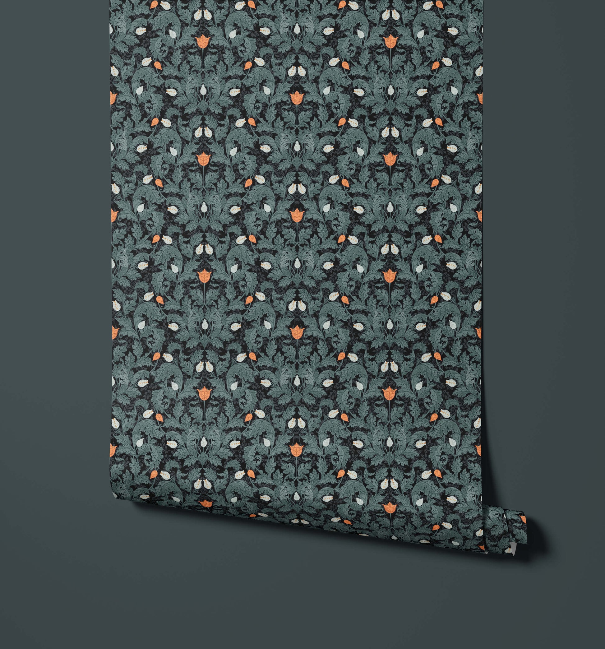 Dark Leaf Pattern Wallpaper