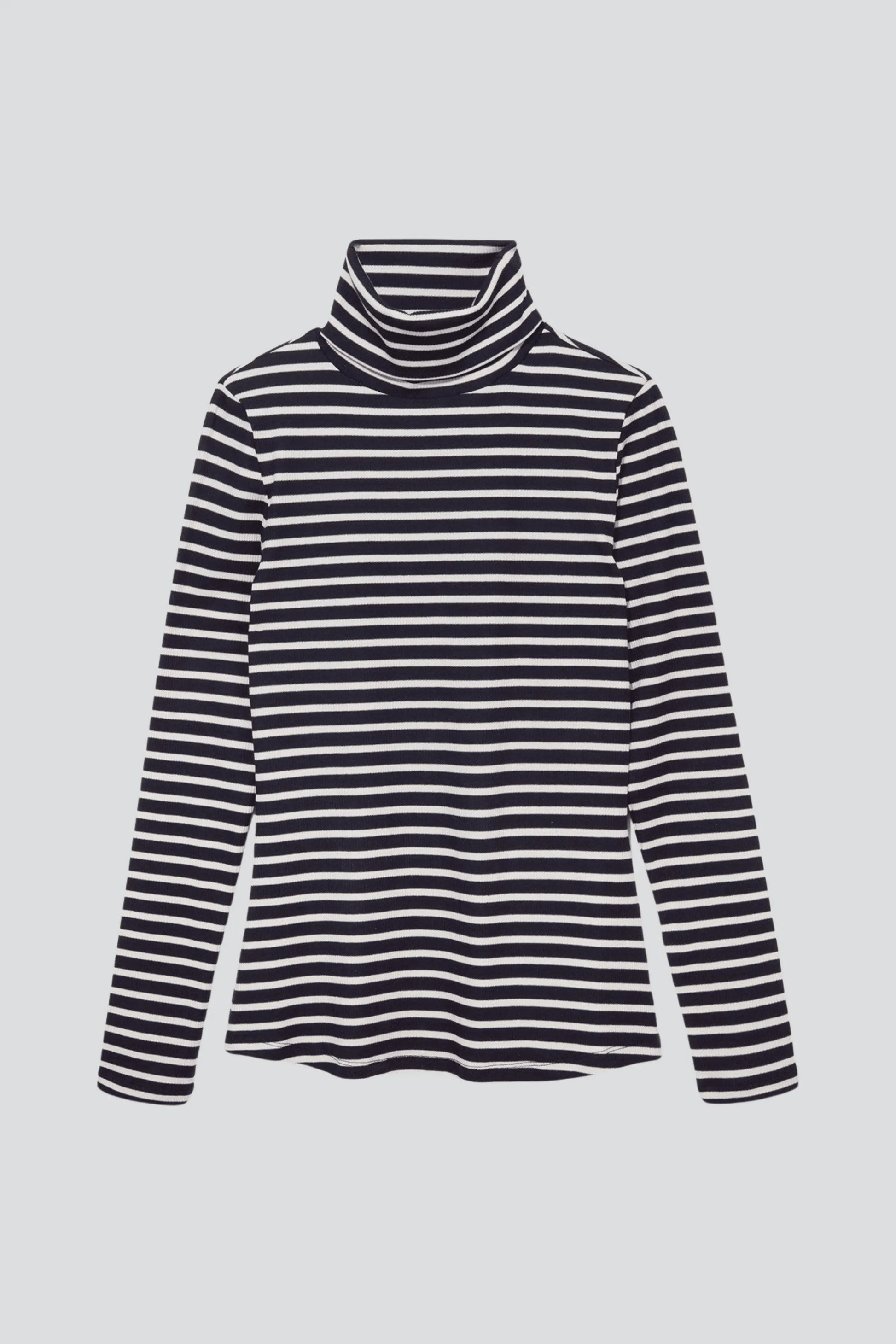 Striped Cotton Roll Neck Long Sleeve