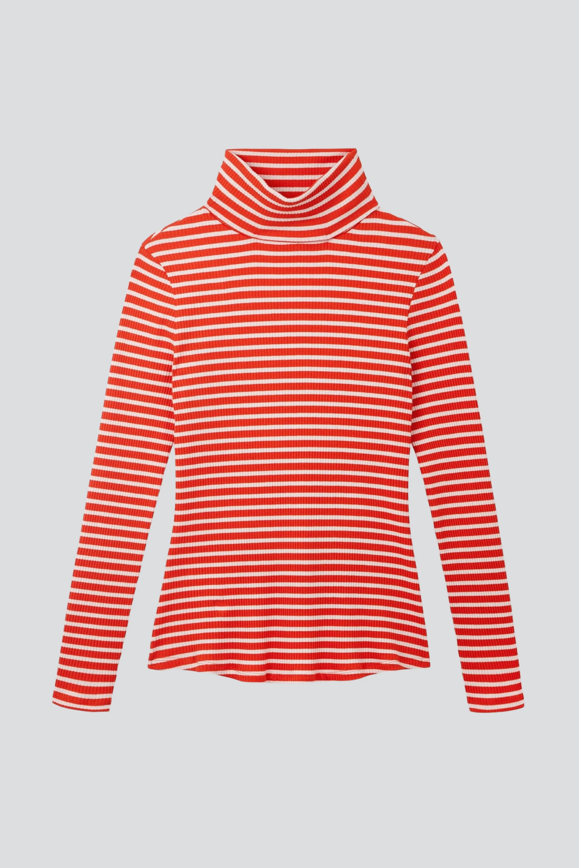 Striped Cotton Roll Neck Long Sleeve