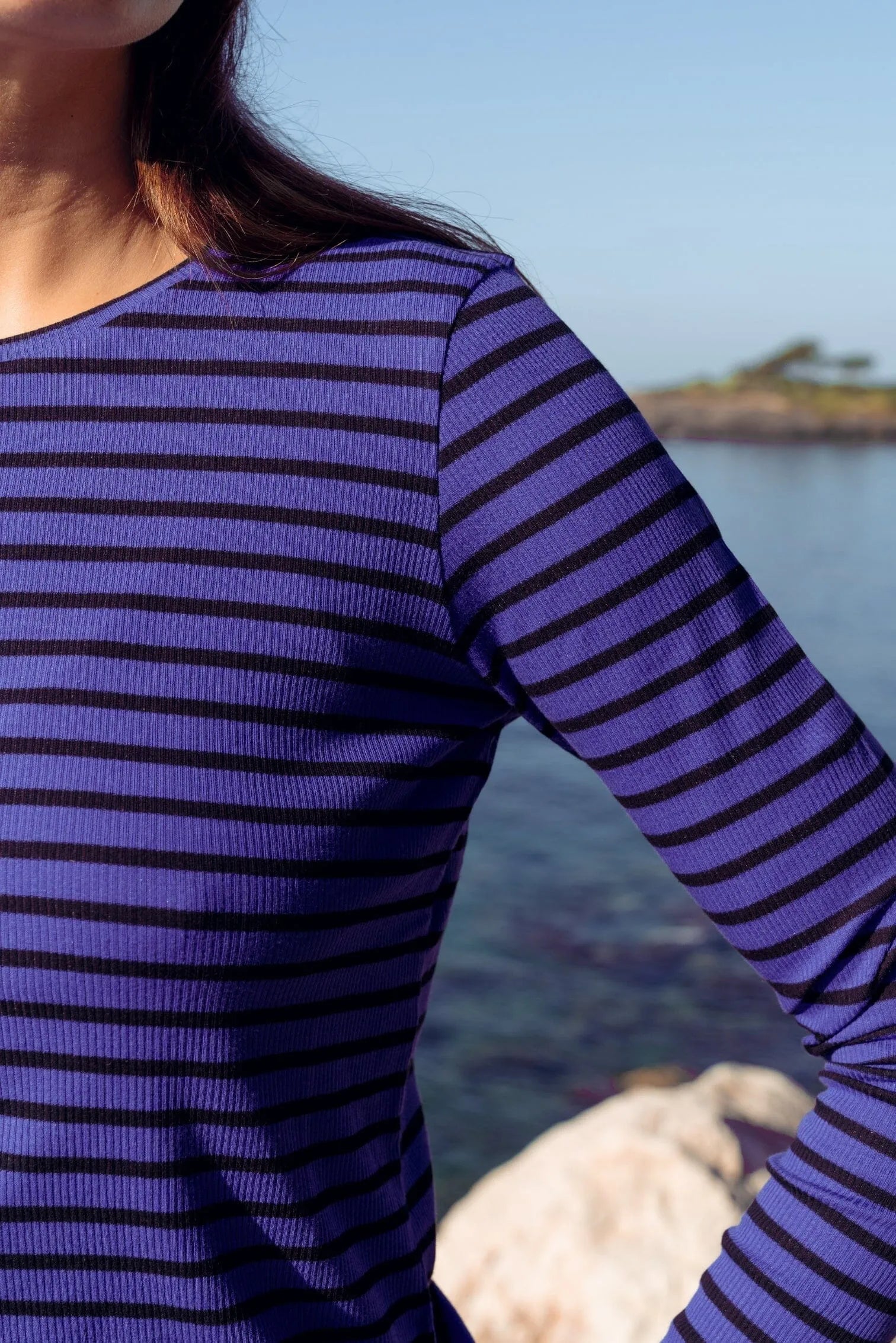 Women's Striped Crew Neck T Shirt in Organic Cotton