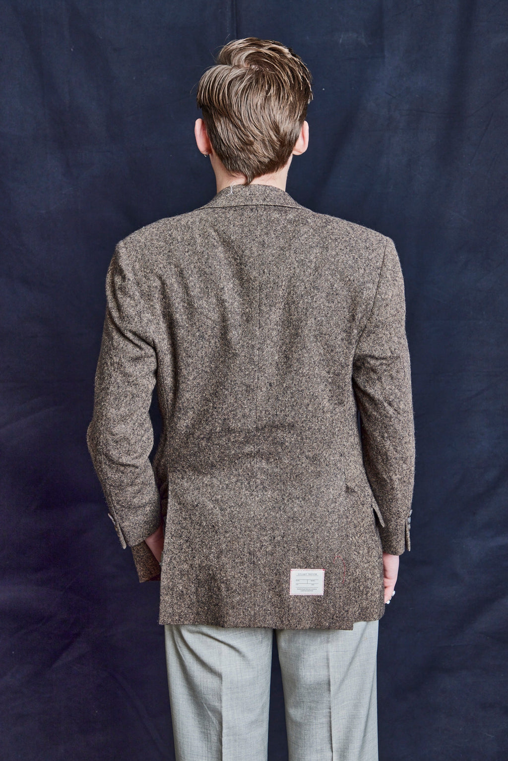 Herringbone Cashmere Blazer in Brown