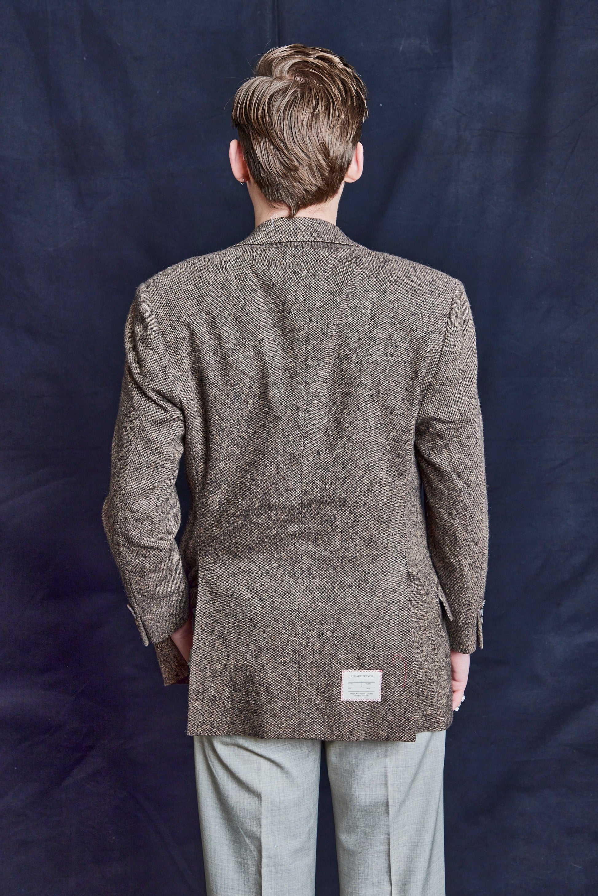 Herringbone Cashmere Blazer in Brown
