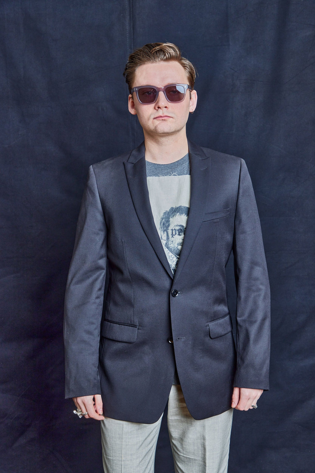 Vintage Navy Blazer with Handstitched Details