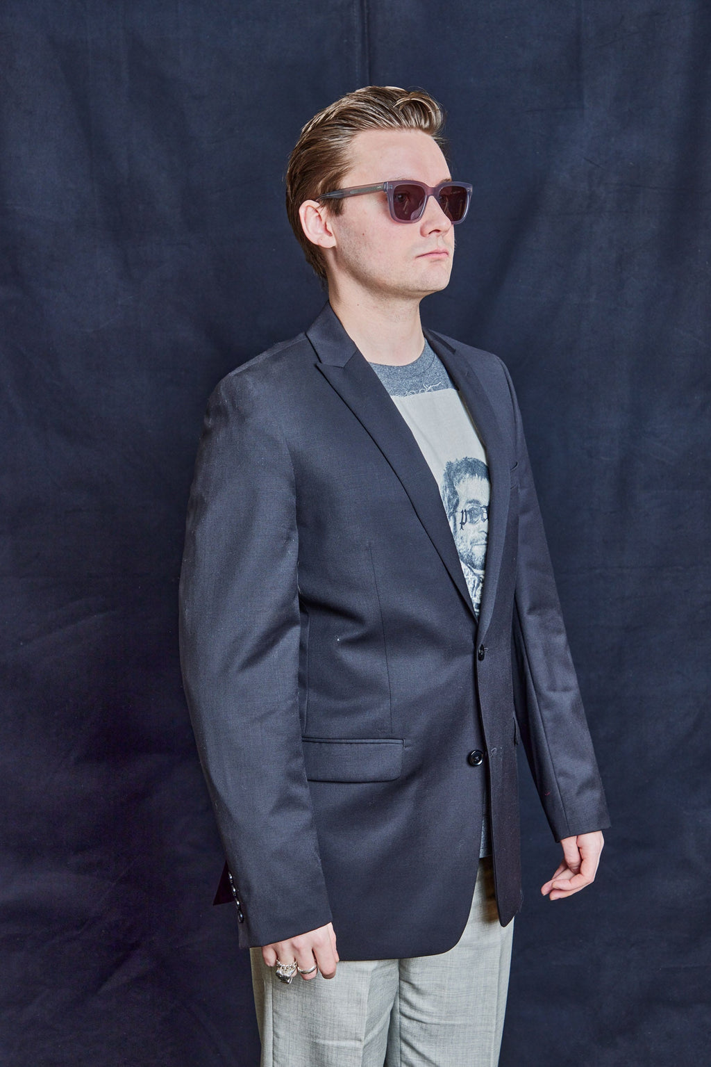 Vintage Navy Blazer with Handstitched Details