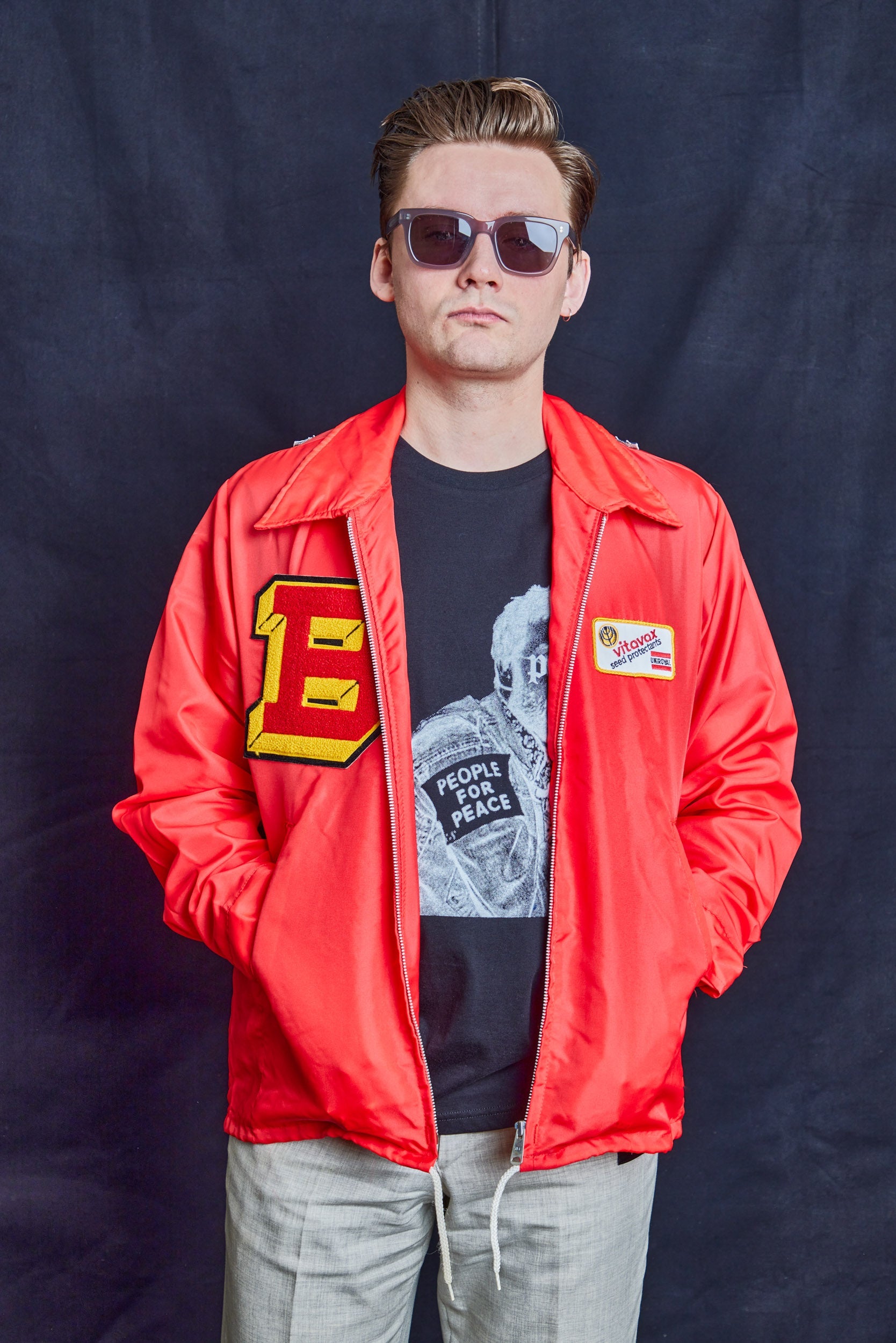 Multipatch Varsity Windbreaker in Bright Red