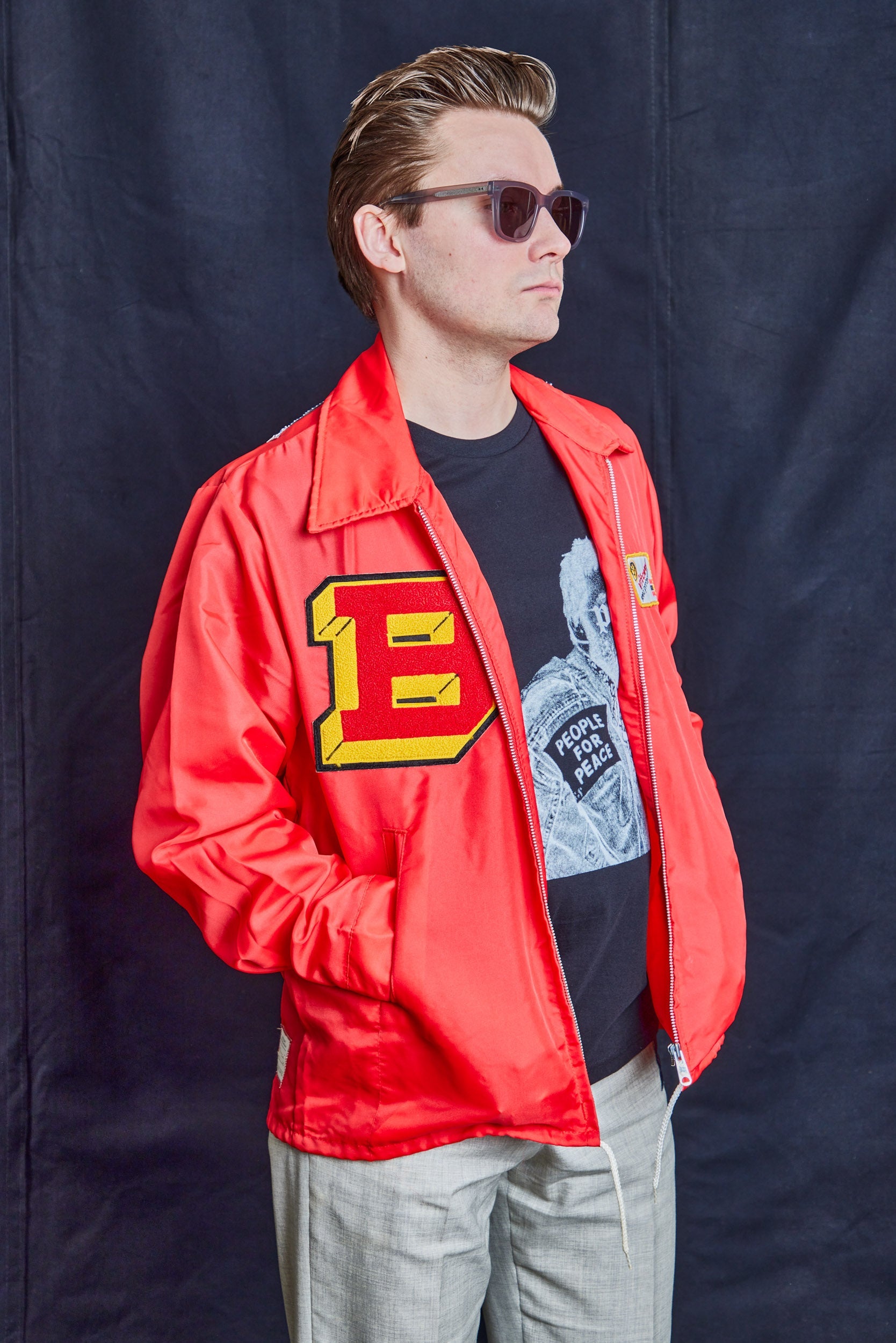 Multipatch Varsity Windbreaker in Bright Red
