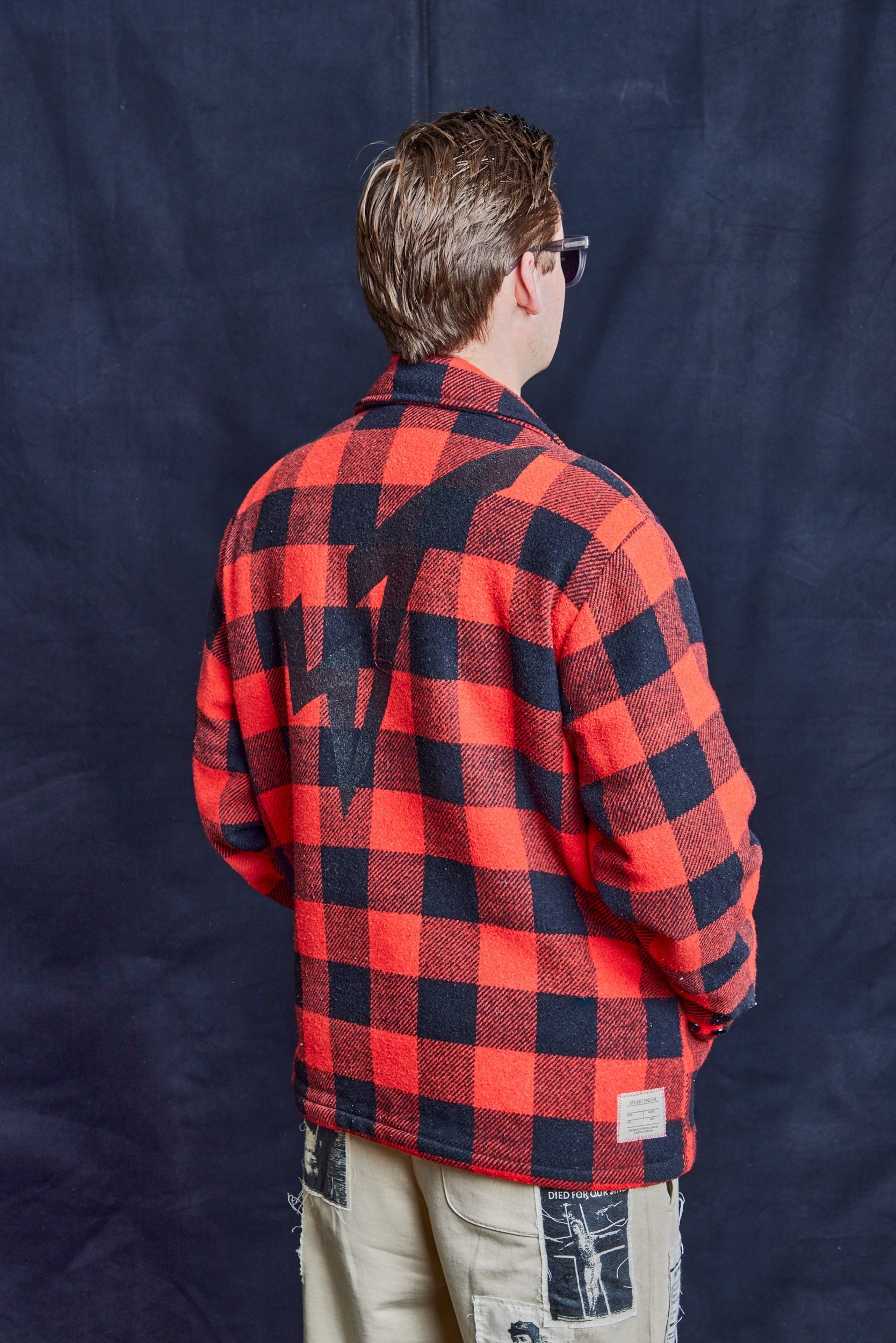 Vintage Red Check Wool Trucker Jacket