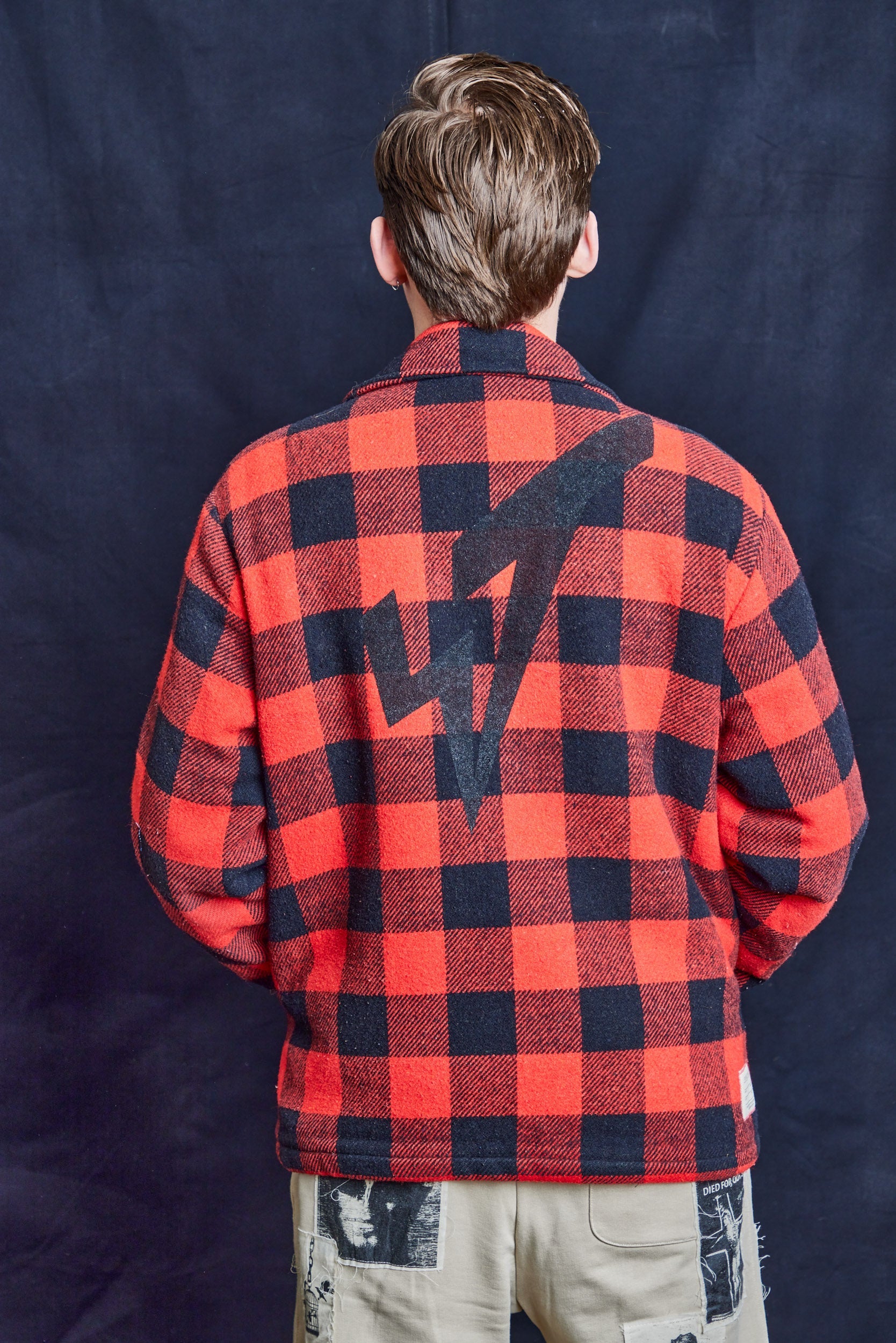 Vintage Red Check Wool Trucker Jacket