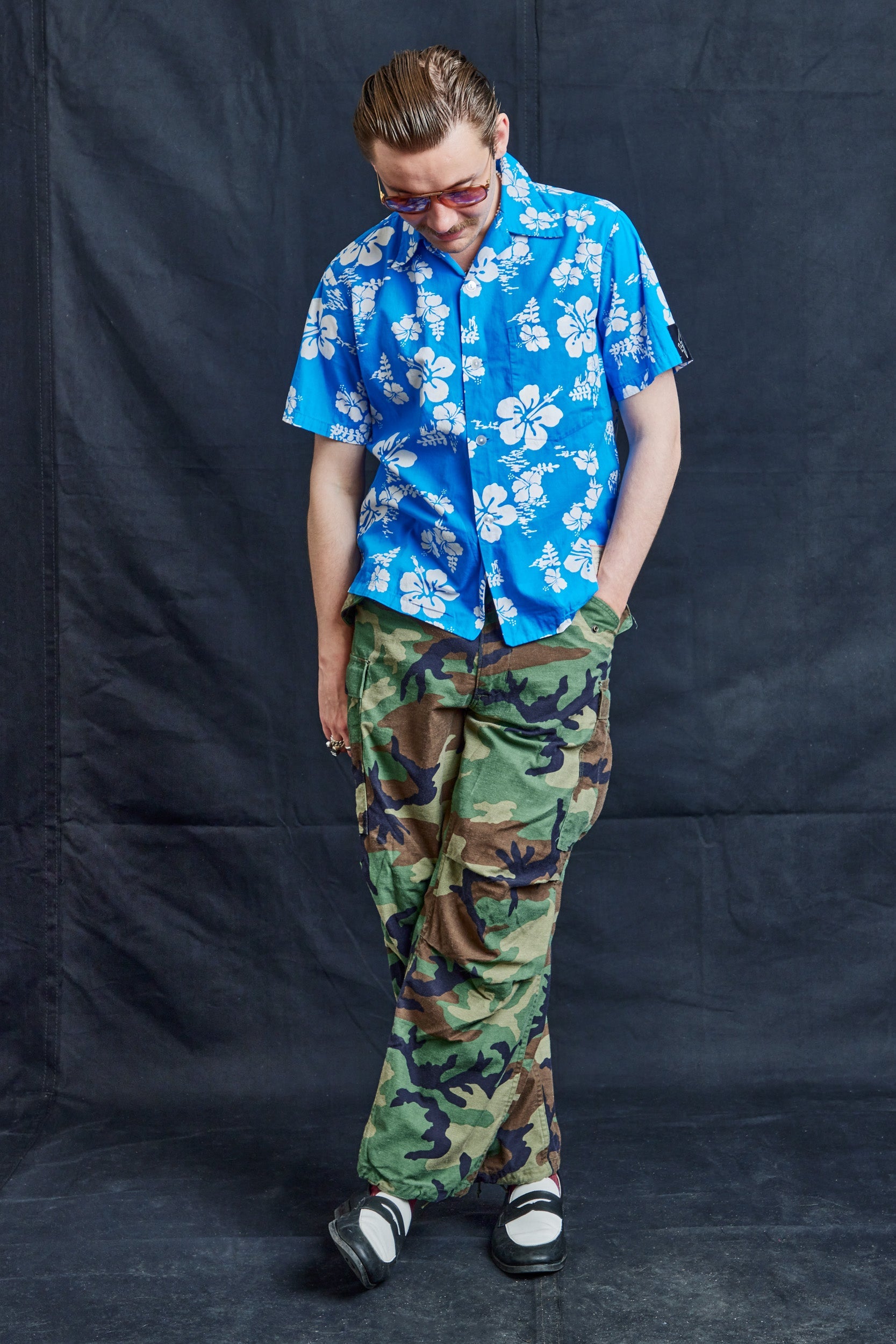 Lei Blue Hawaiian Shirt in Pure Cotton