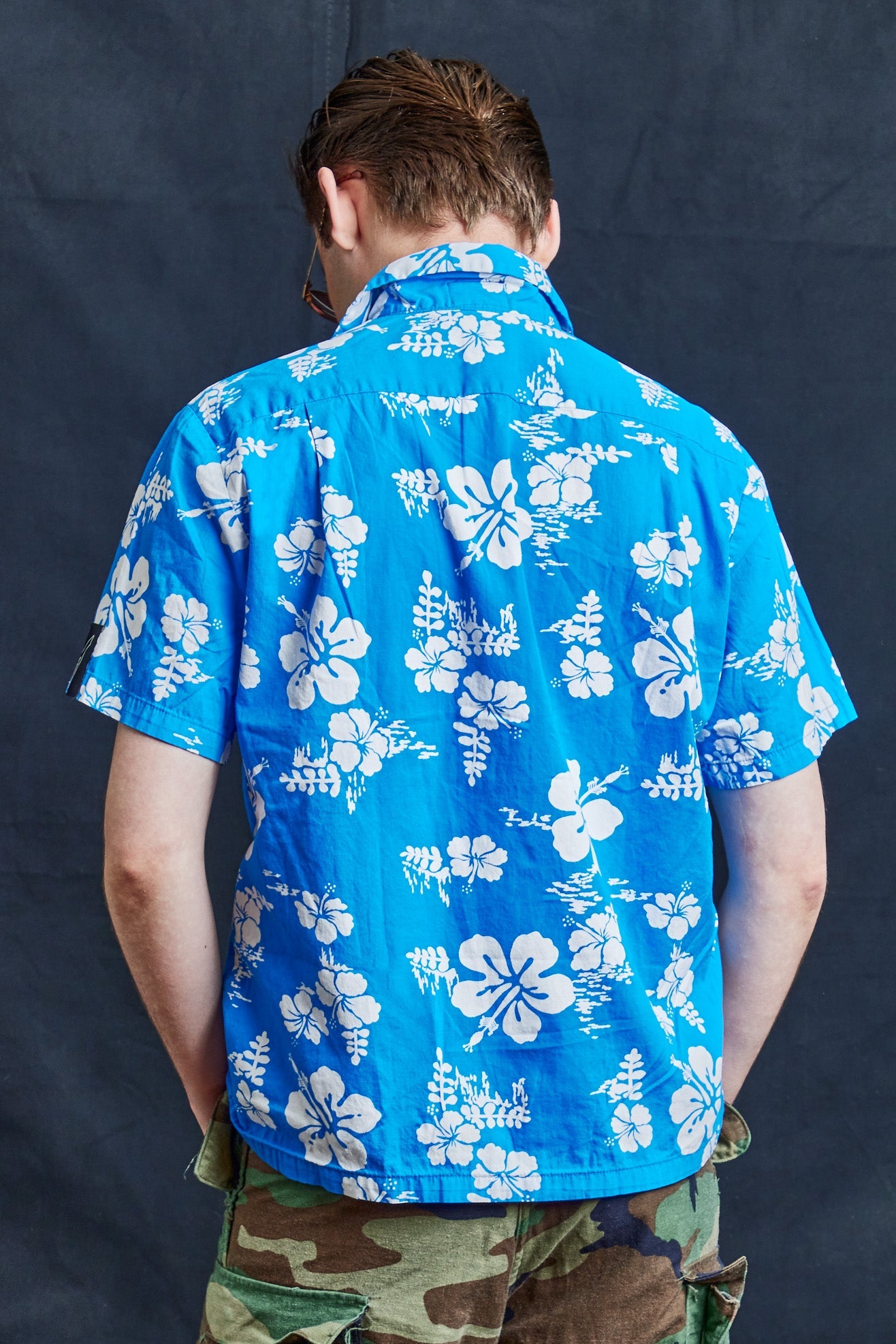 Lei Blue Hawaiian Shirt in Pure Cotton