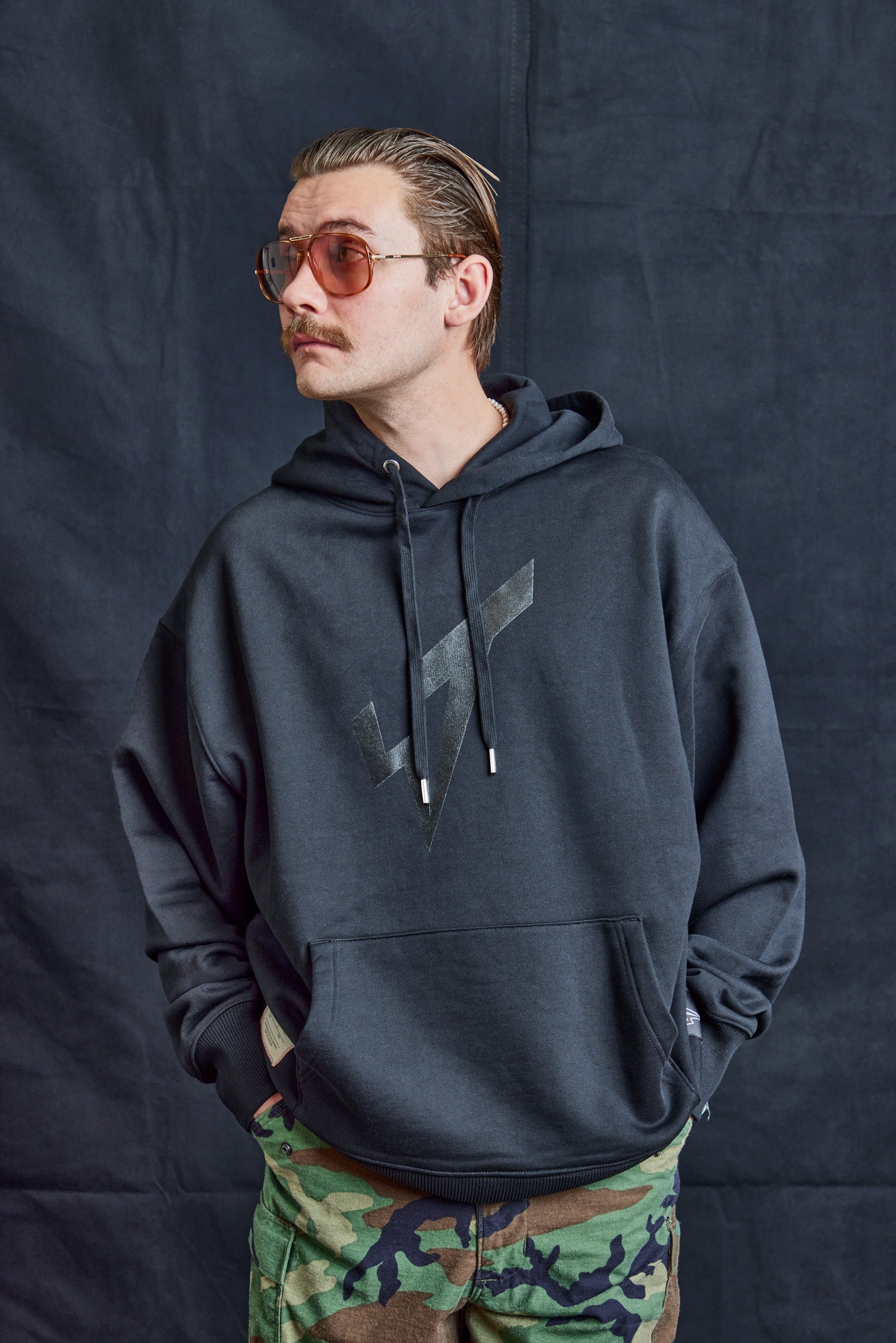 Black Organic Cotton Hoodie with ST Logo