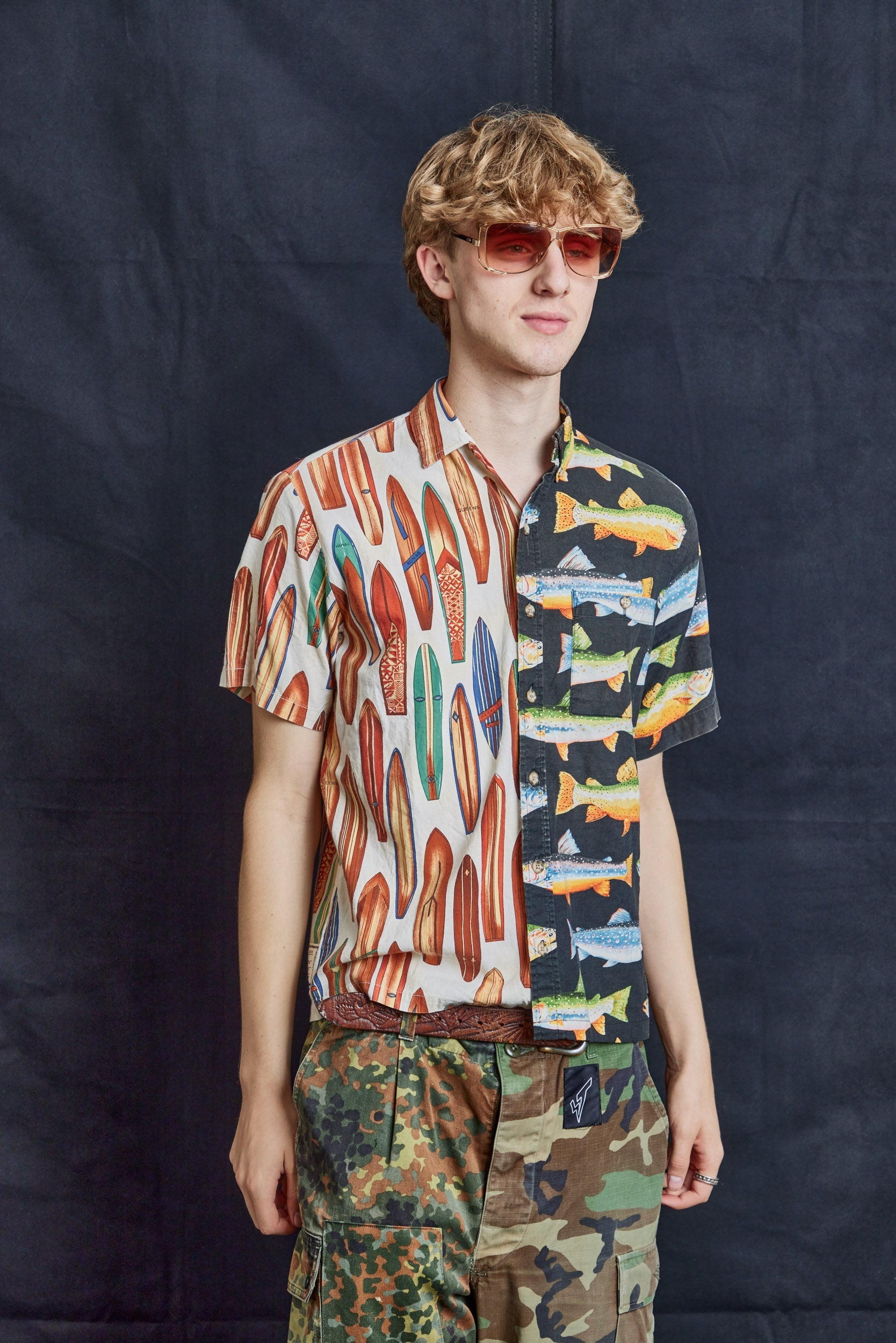 50/50 Hawaiian Shirt in Bass and Boards