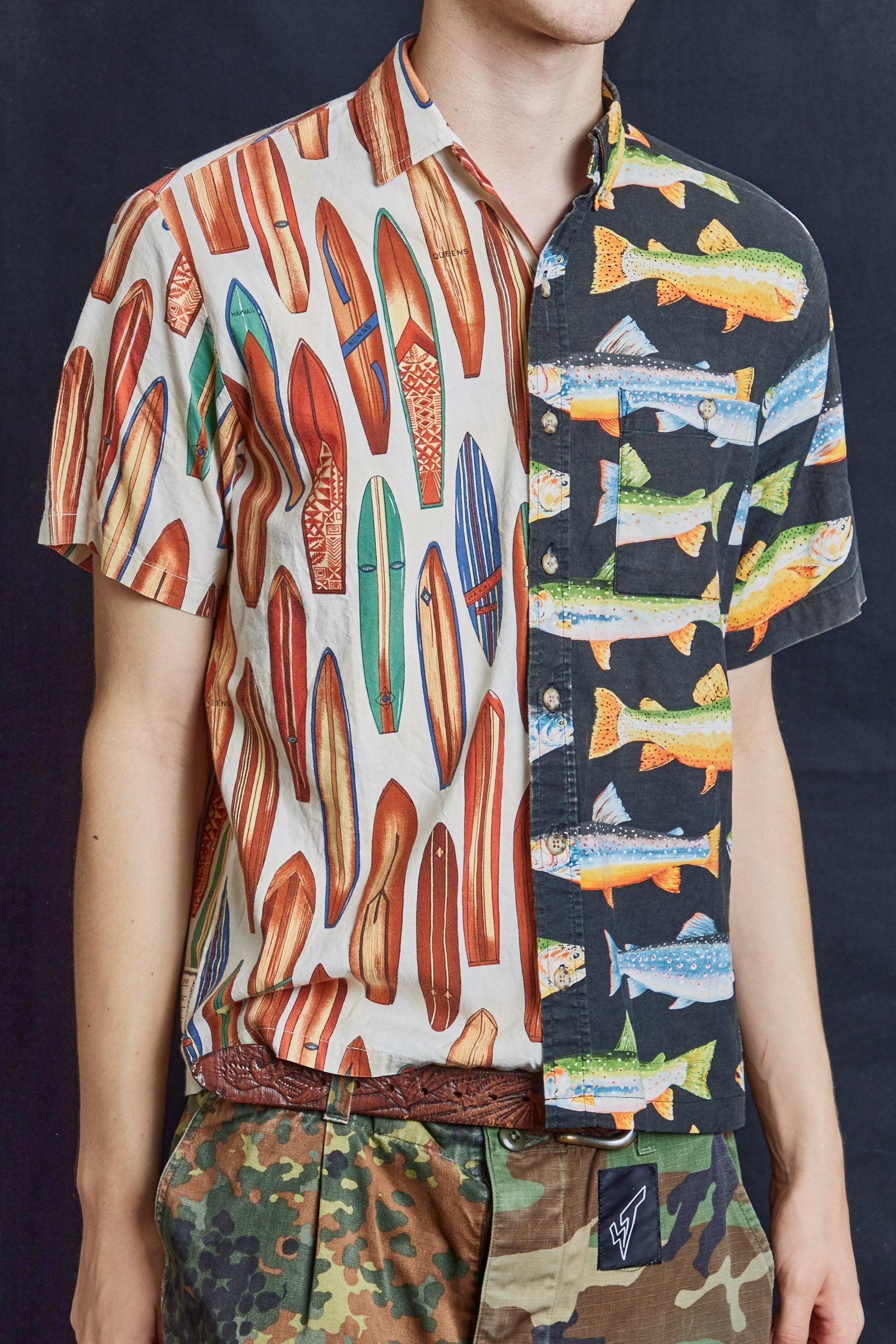 50/50 Hawaiian Shirt in Bass and Boards