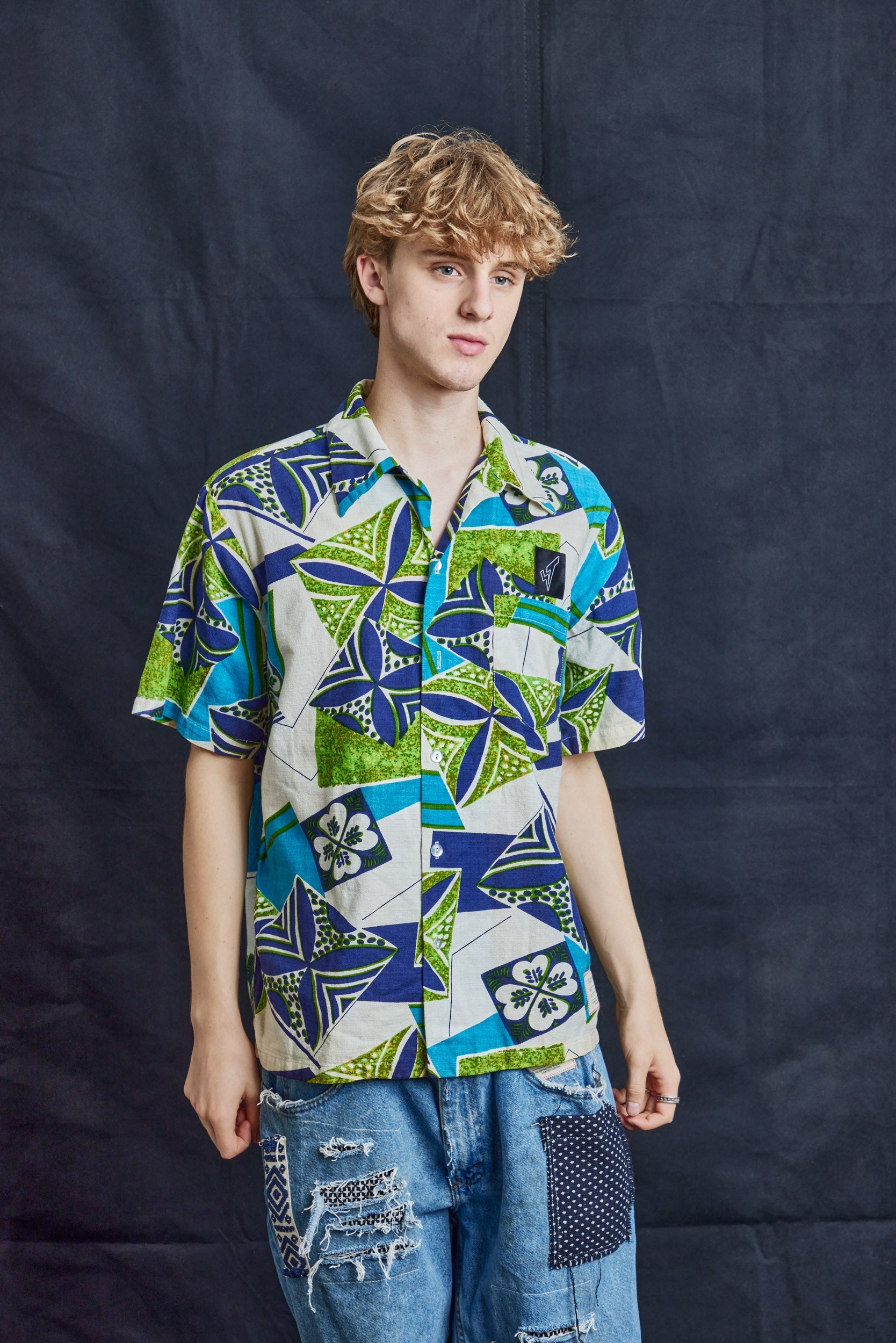 Vintage Hawaiian Shirt in Cotton Tweed, Circa 1950s