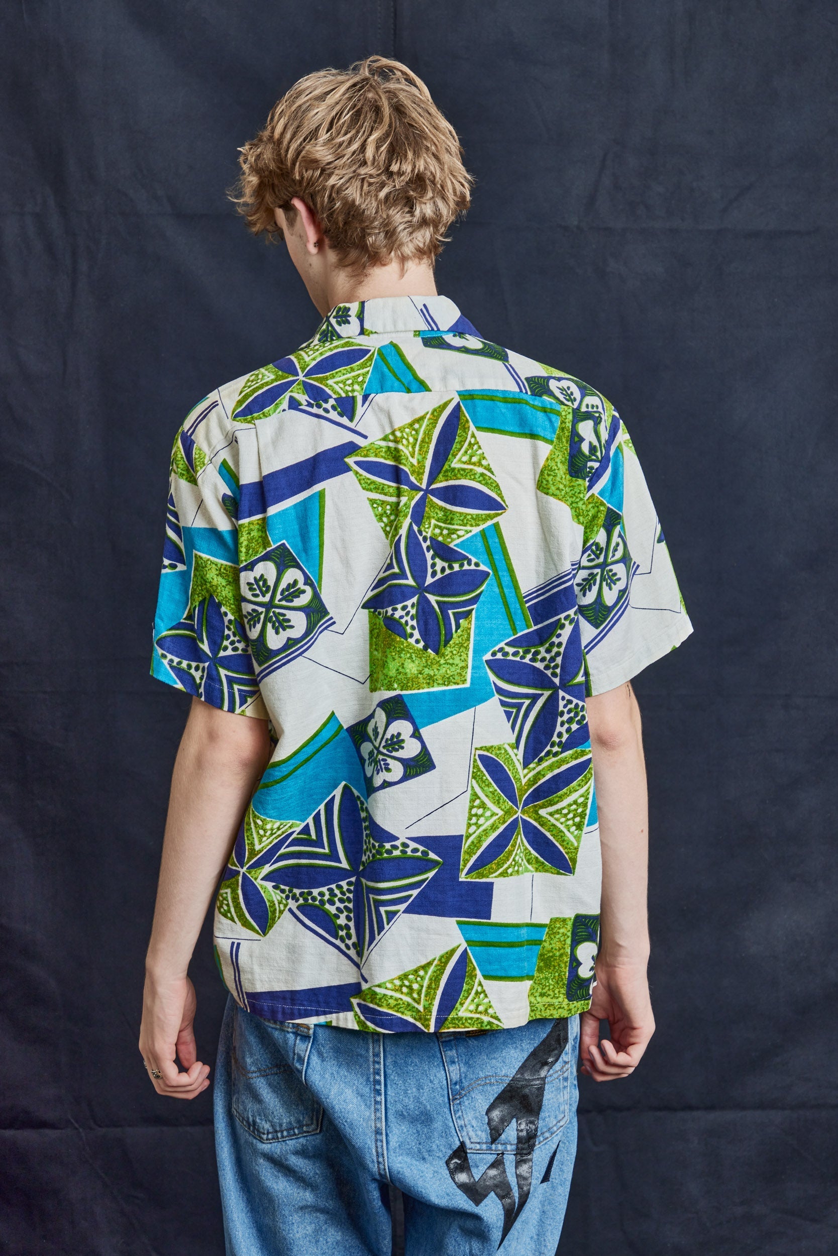 Vintage Hawaiian Shirt in Cotton Tweed, Circa 1950s