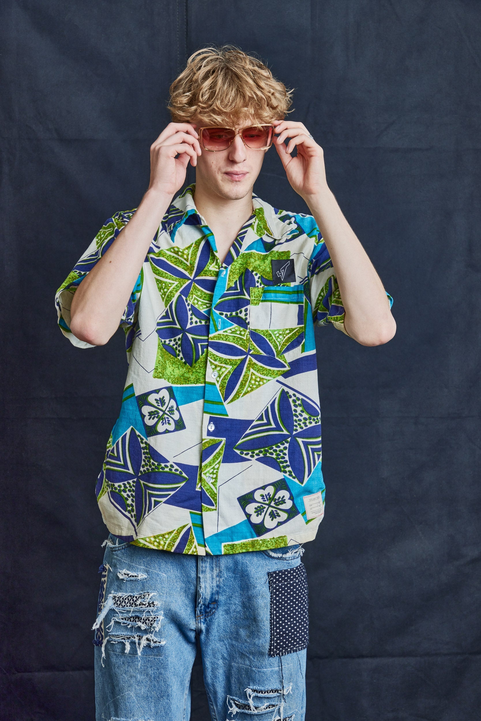 Vintage Hawaiian Shirt in Cotton Tweed, Circa 1950s