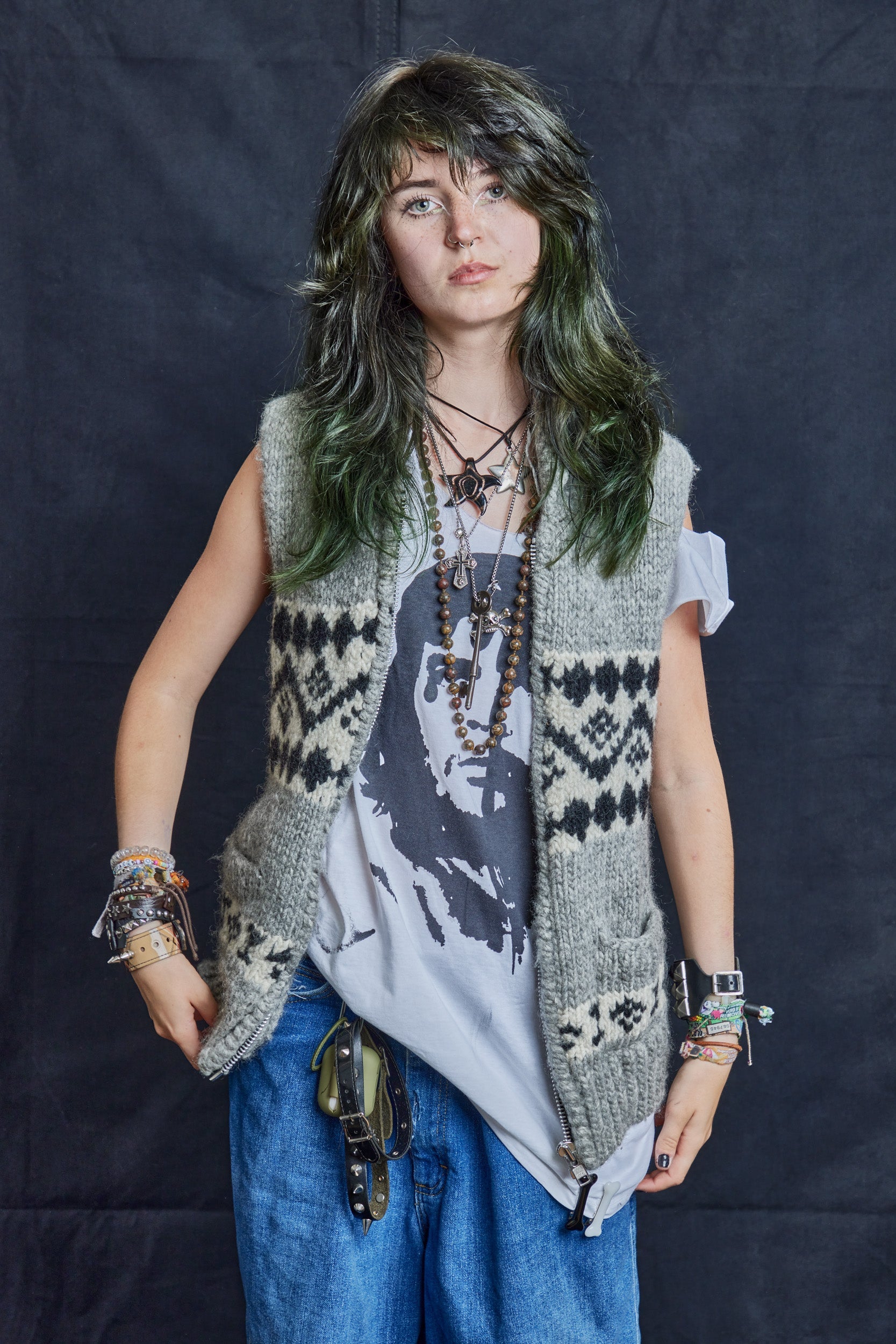 Grey Wool Cowichan Vest with Zip Front