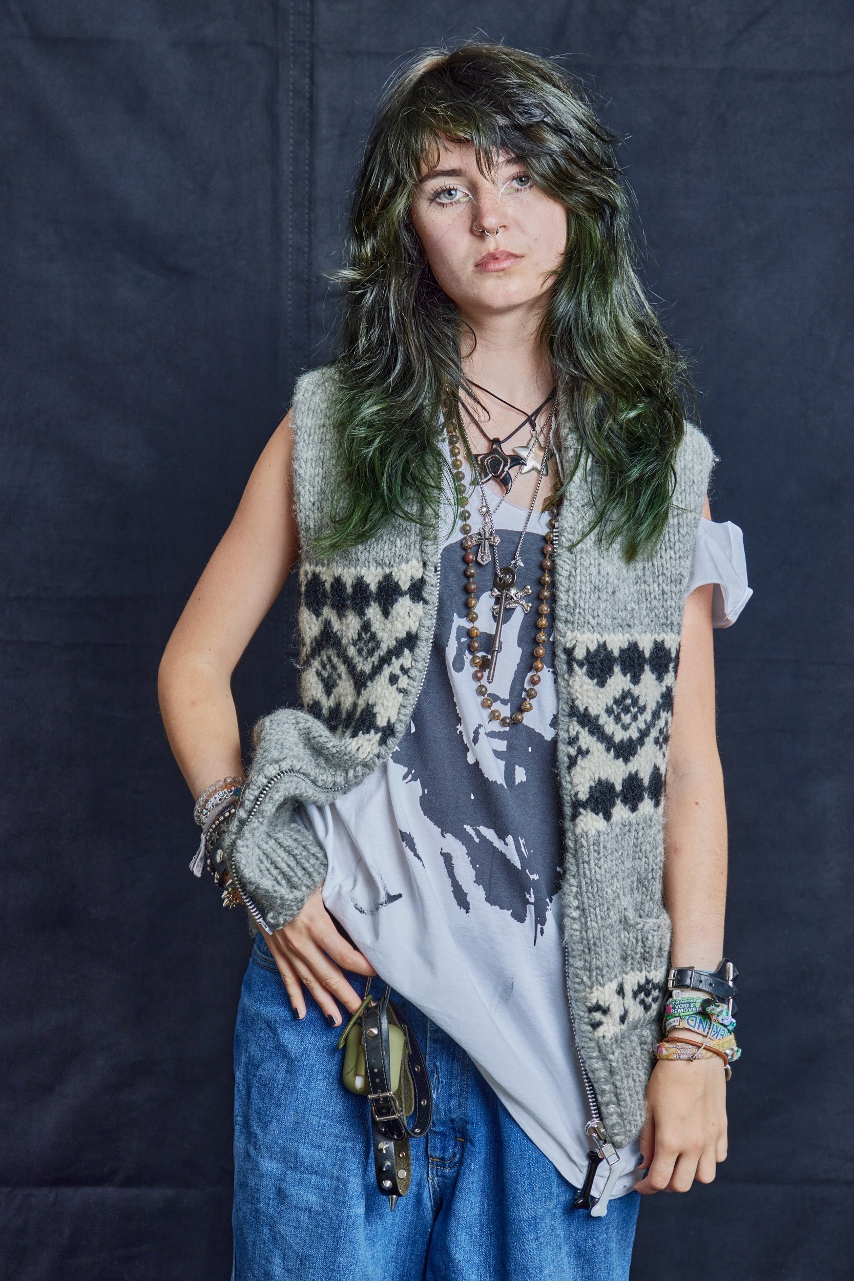 Grey Wool Cowichan Vest with Zip Front