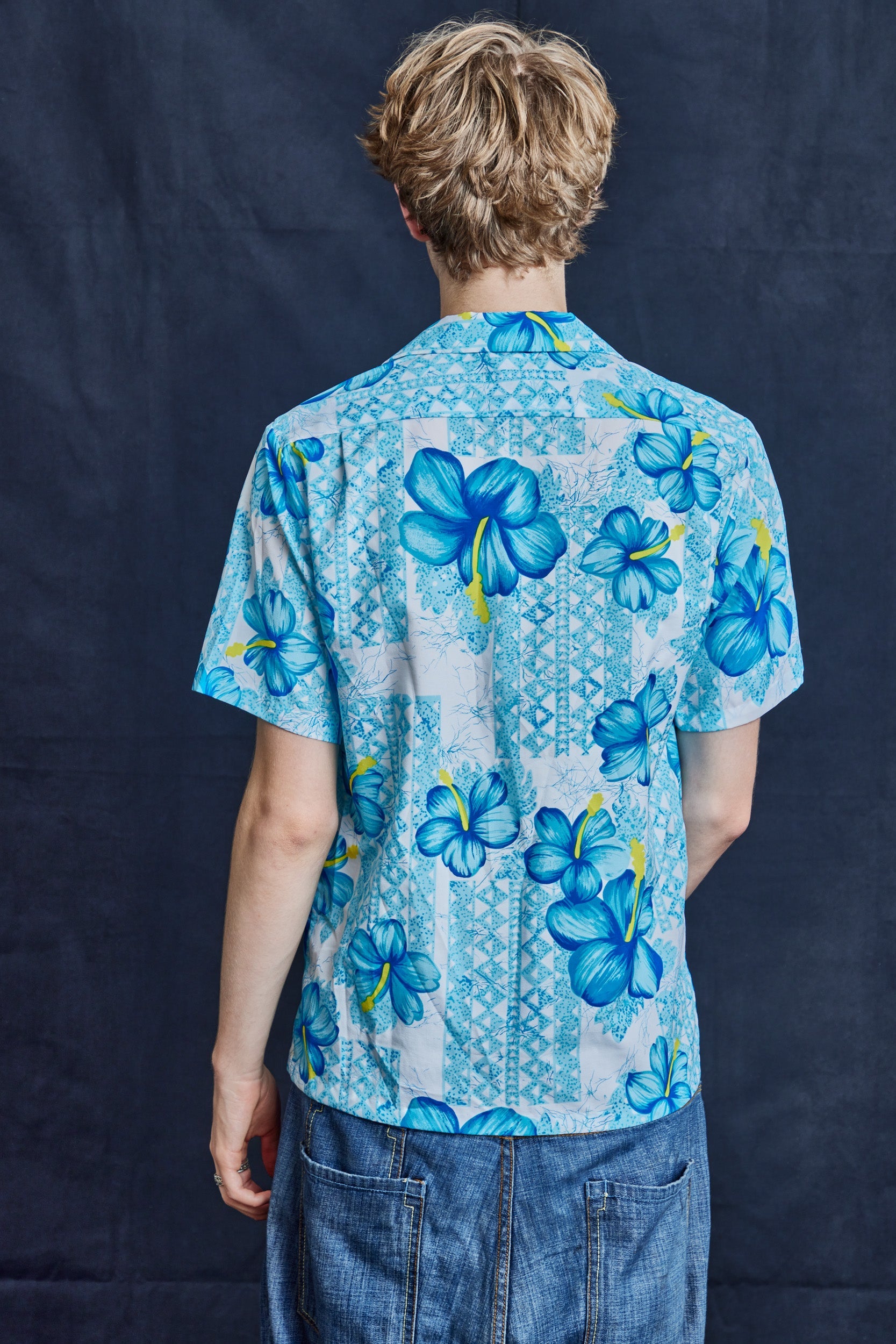 Blue Hibiscus Hawaiian Shirt in Cotton