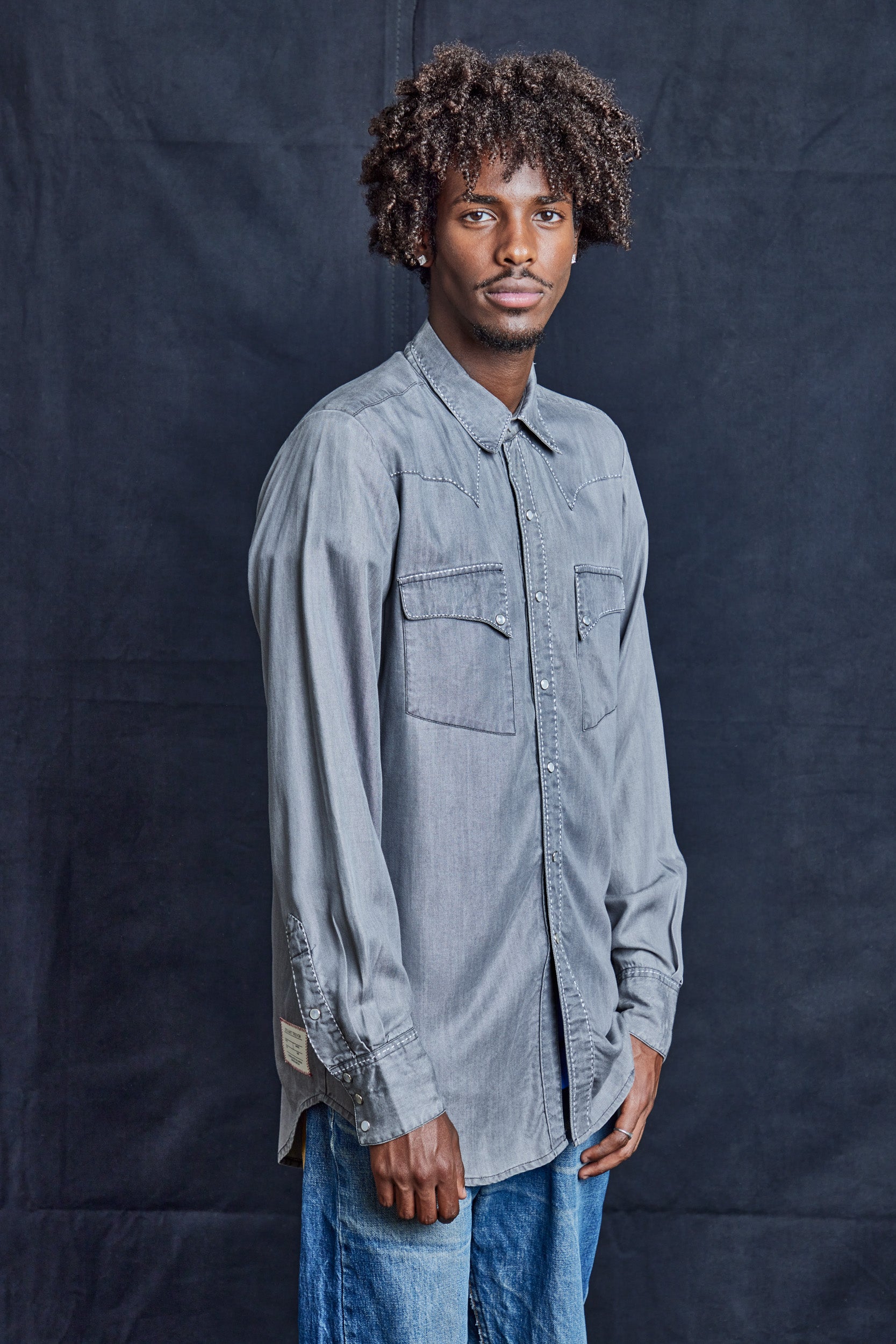 Pearled Rancher Shirt in Cotton