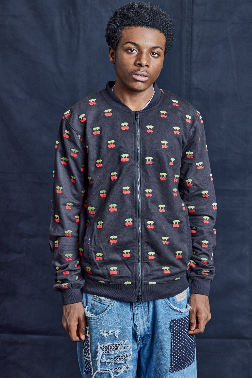 Cherry Bomber Jacket in Cotton