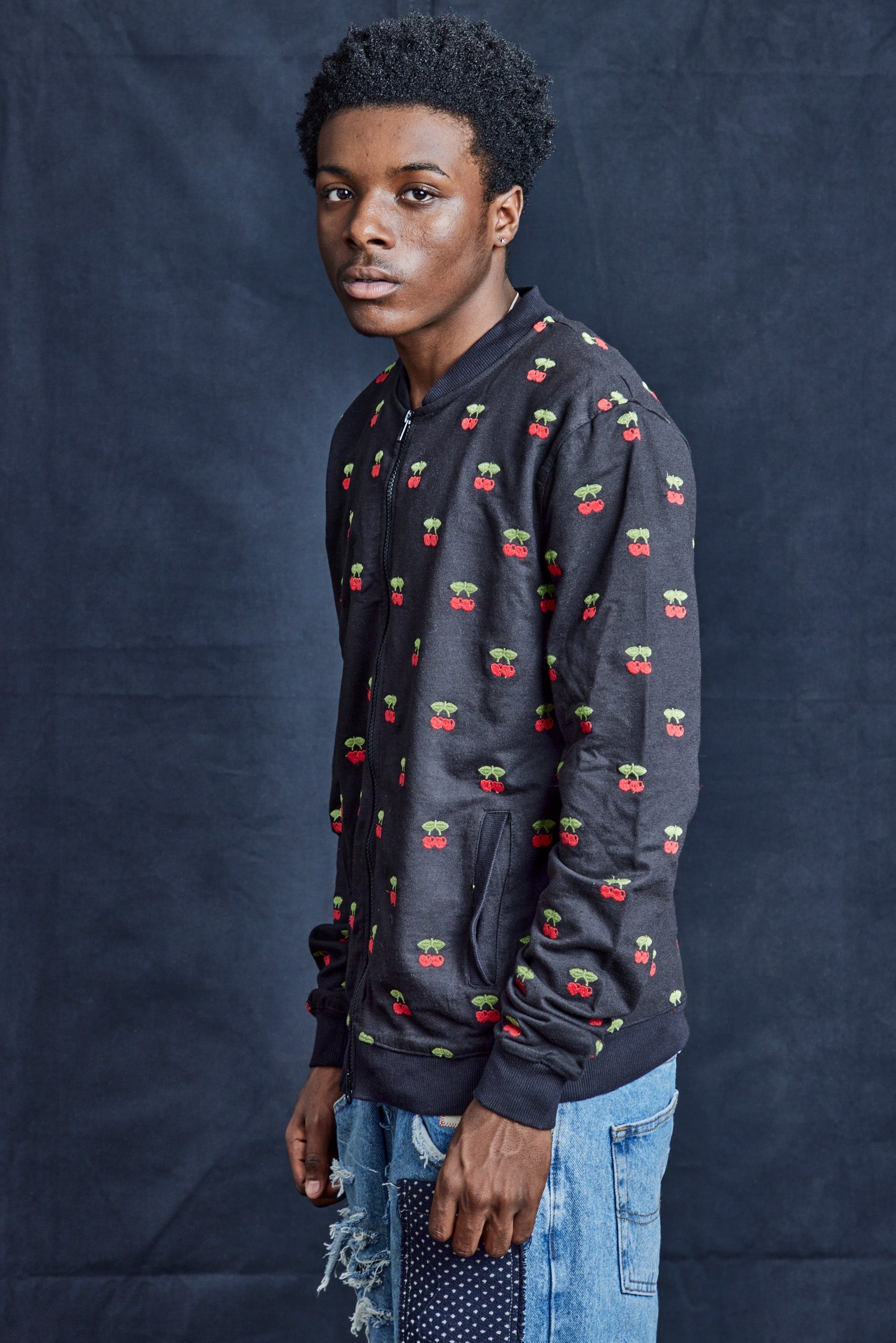 Cherry Bomber Jacket in Cotton