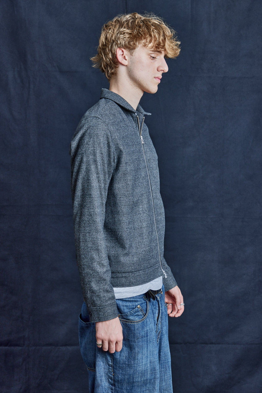 Checkered 50s Wool Zipper Jacket