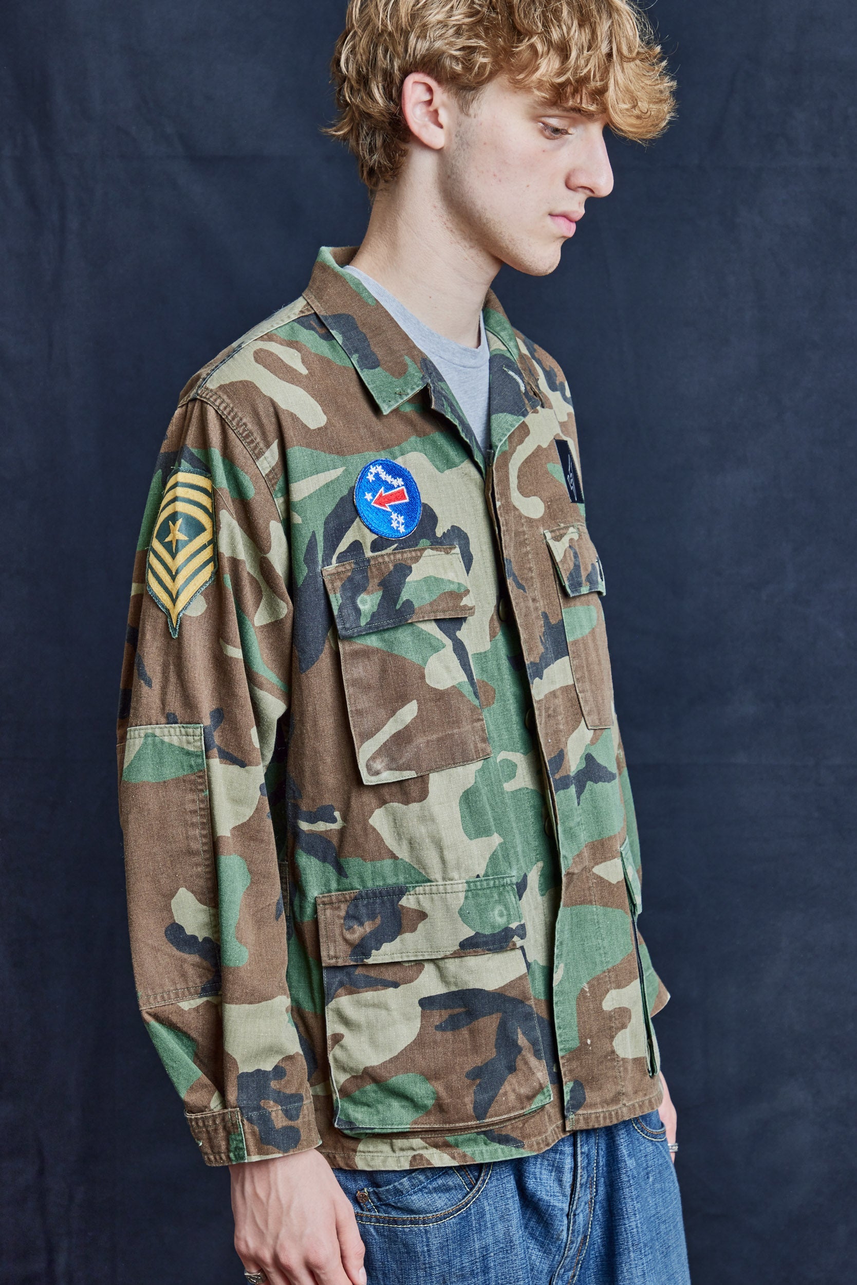 Vintage Camo Field Shirt with Sergeant Rank Patch