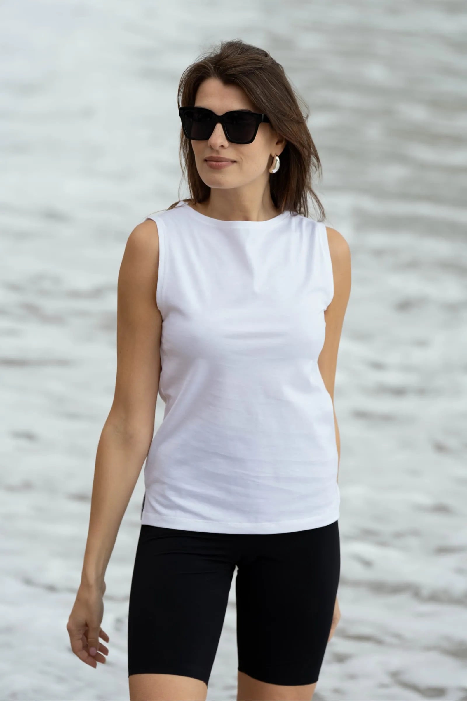 High Neck Cotton Tank Top for Women