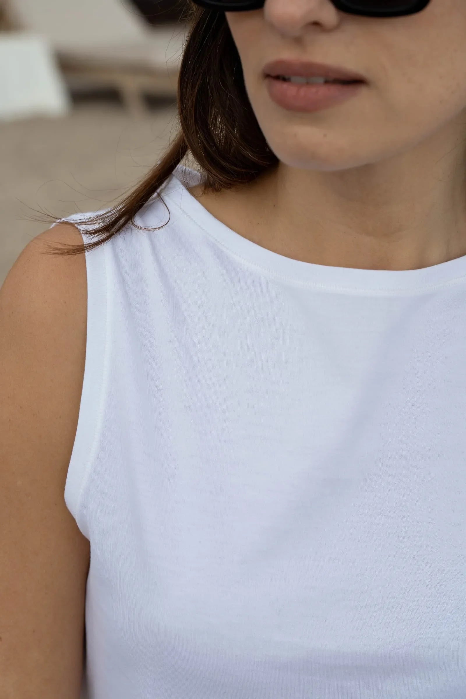 High Neck Cotton Tank Top for Women