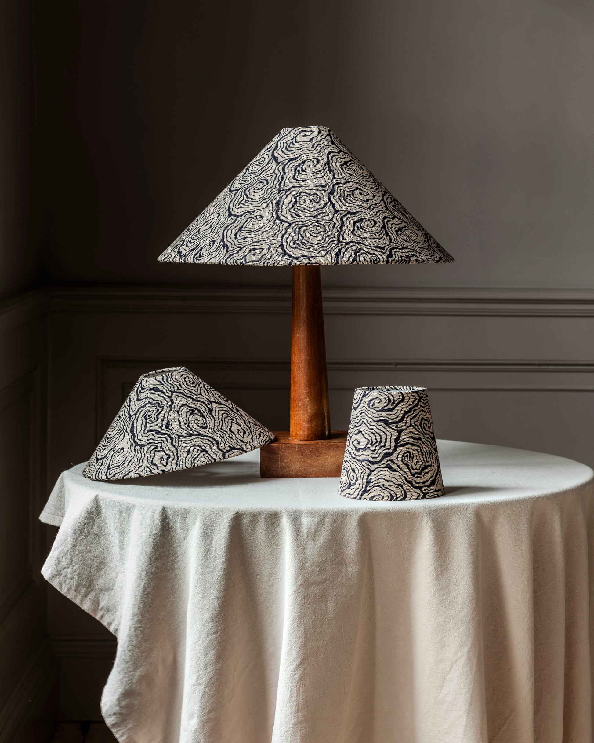 Oysters Monochrome Tapered Cone Lampshade Large