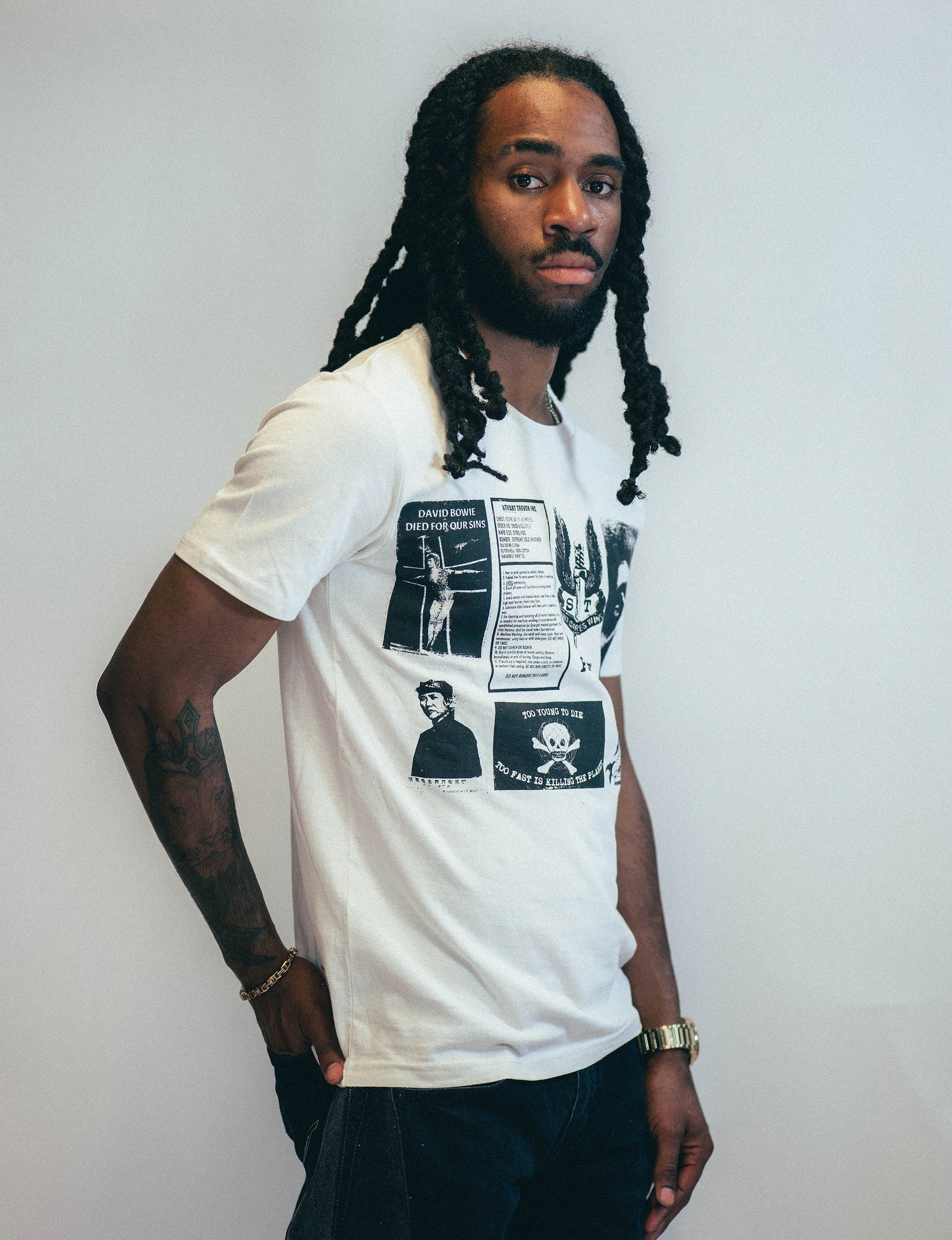 Ecru T-Shirt with Printed Patches