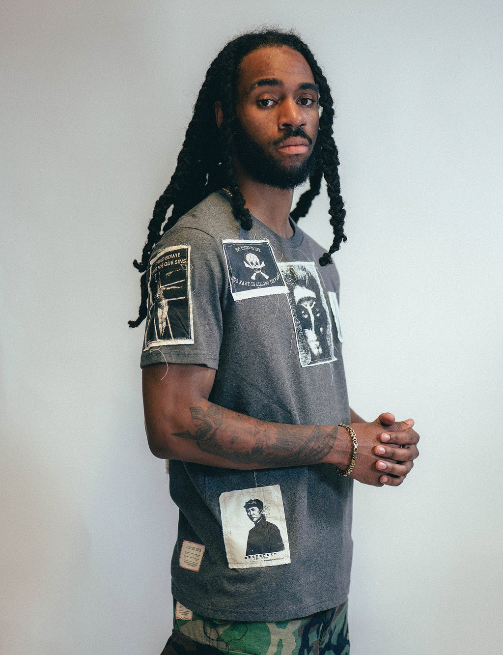 Grey Multipatch T-Shirt in Organic Cotton