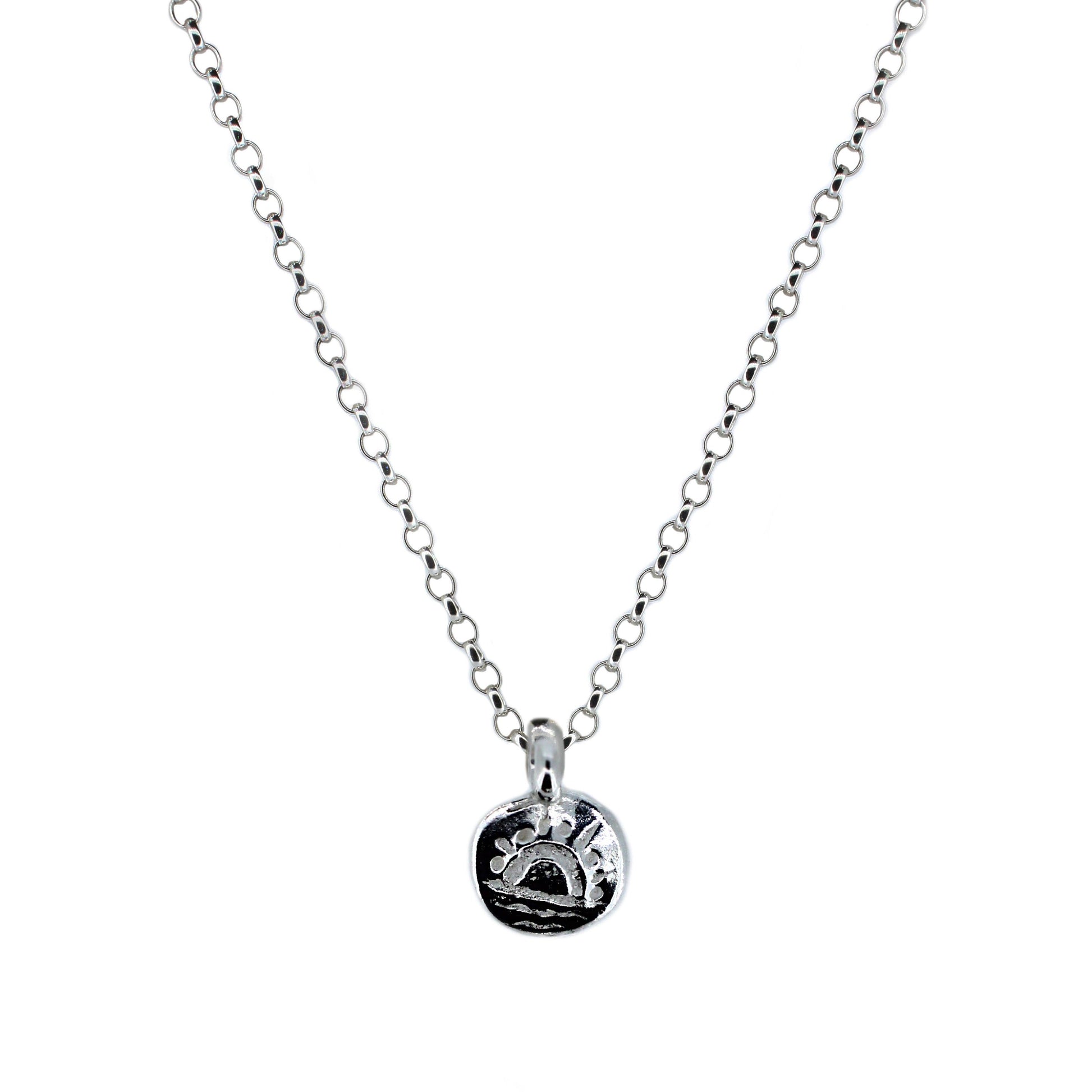 Sun Rise Talisman Charm Necklace in Sterling Silver
