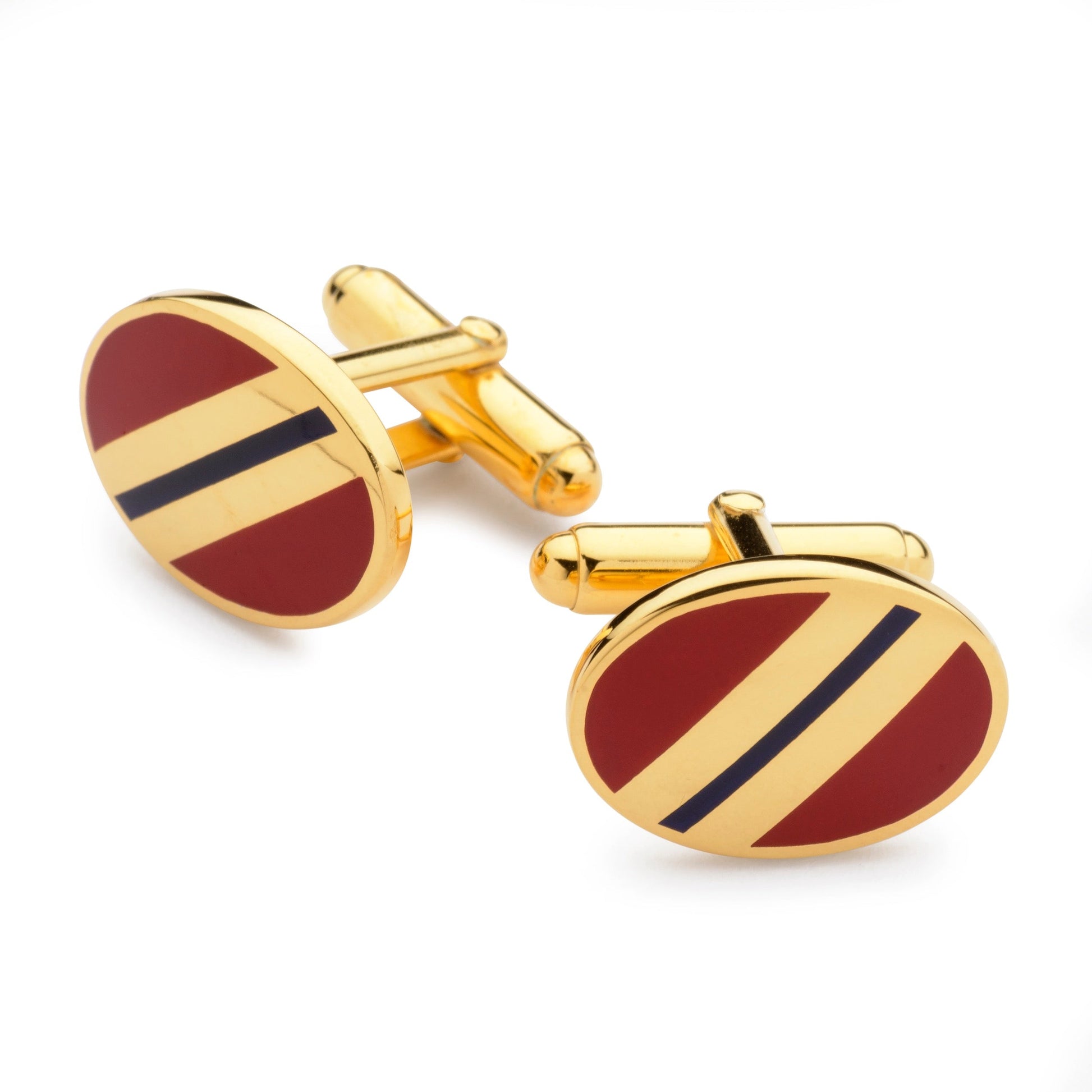 Red and Navy Stripe Enamel Cufflinks