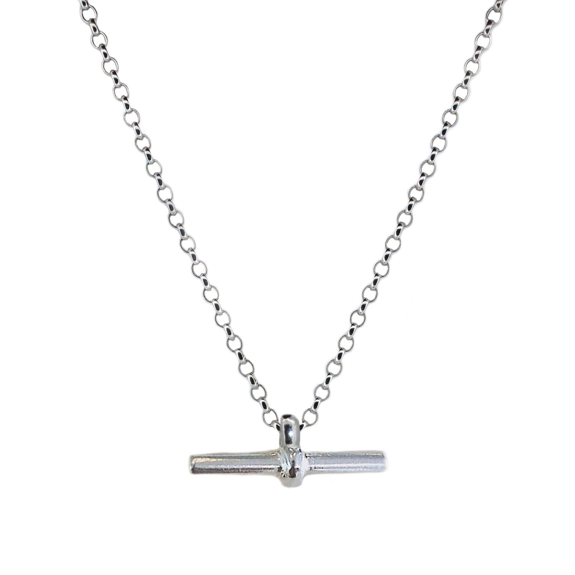 Sterling Silver T Bar Necklace