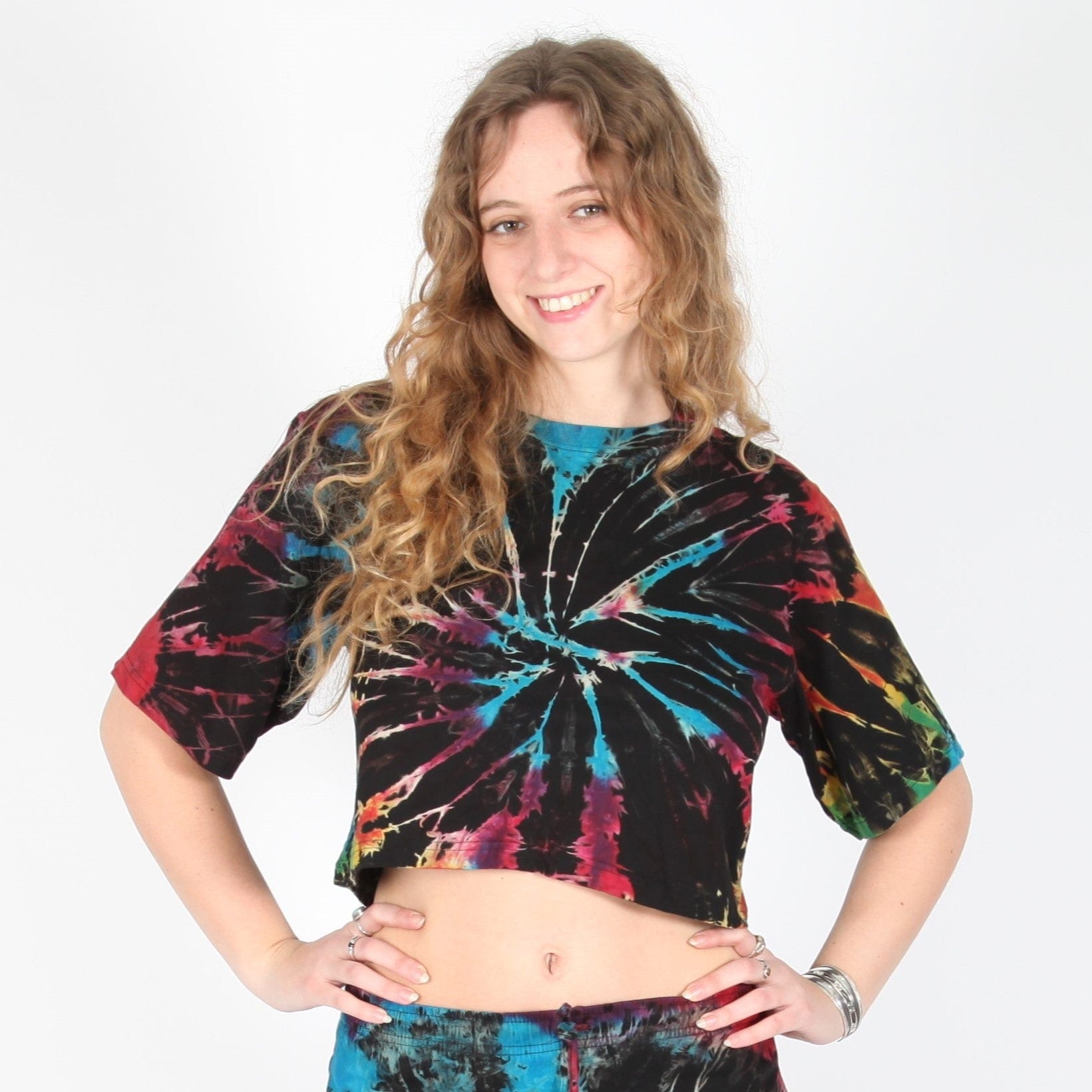 Cropped Tie Dye Cotton T Shirt
