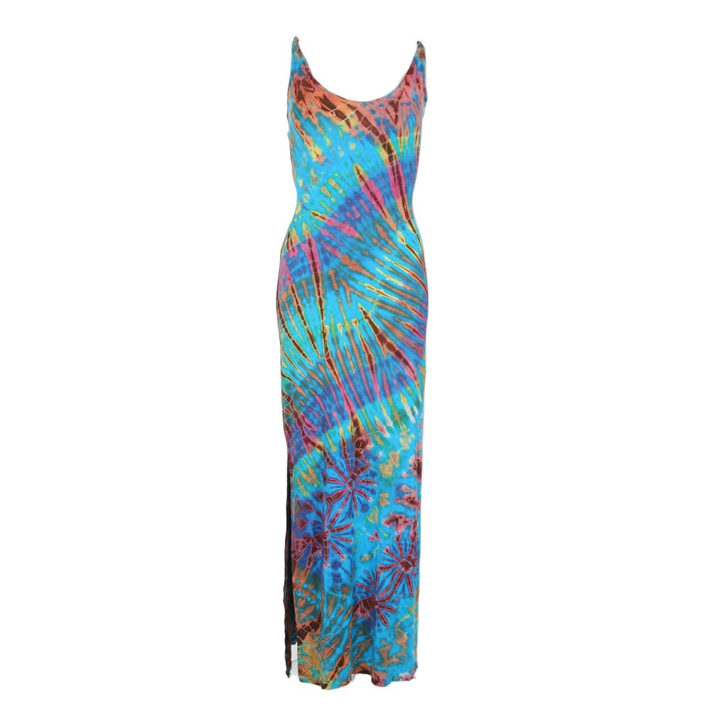 Tie Dye Bodycon Maxi Dress with Lattice Back