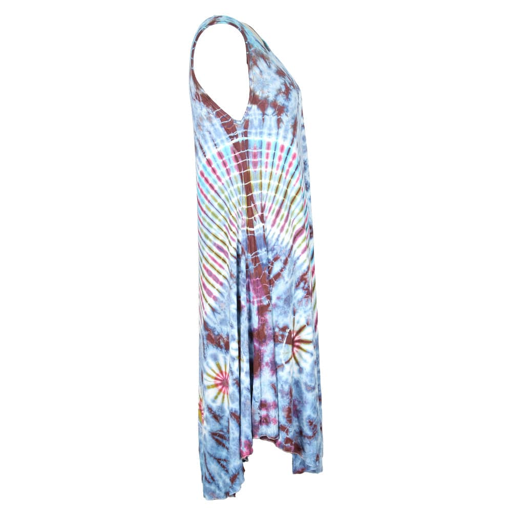 Tie Dye Circle Midi Dress in Pale Multi